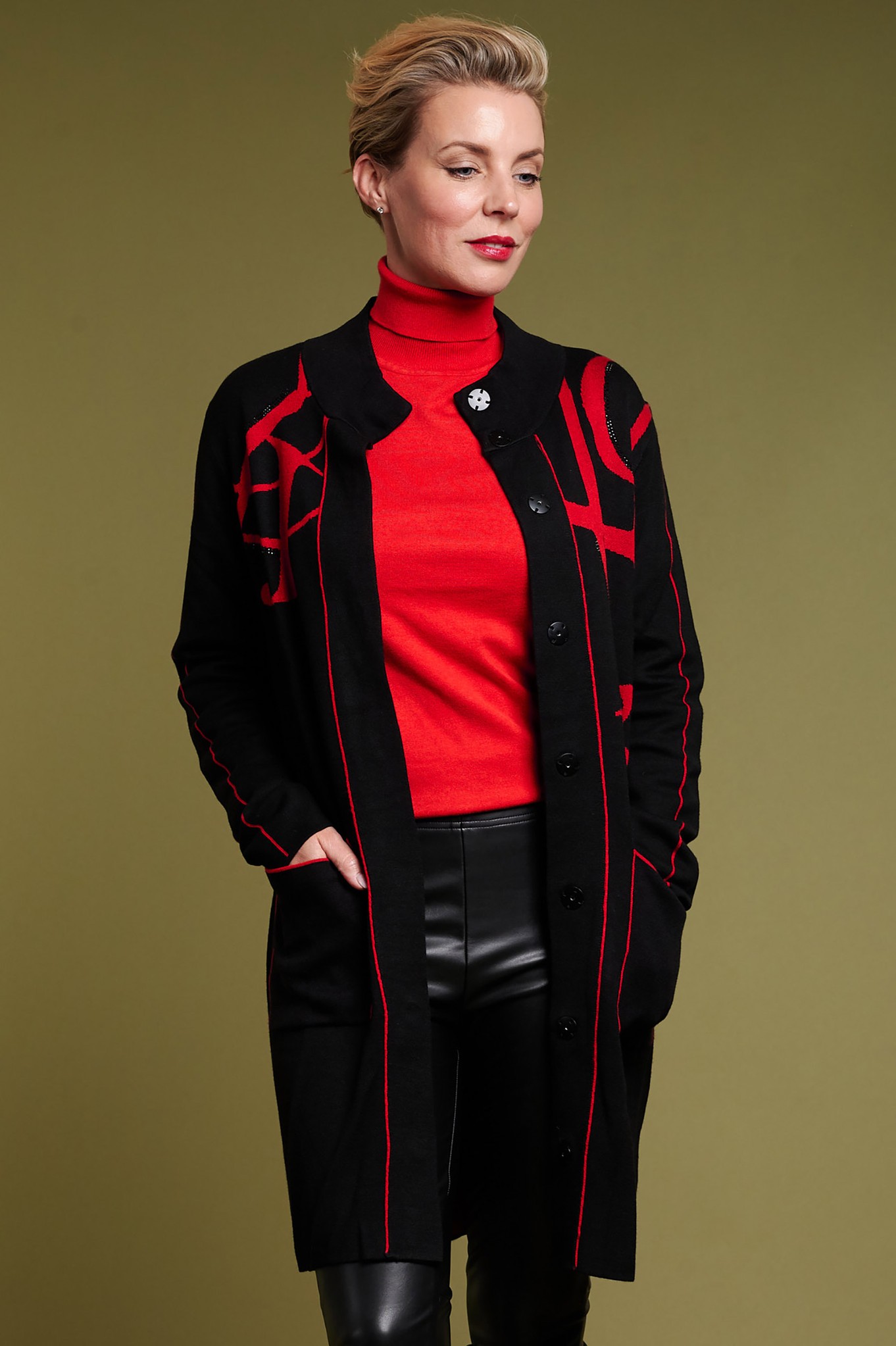 I'cona Romanica Longline Jacket Red / Black Mix 401
