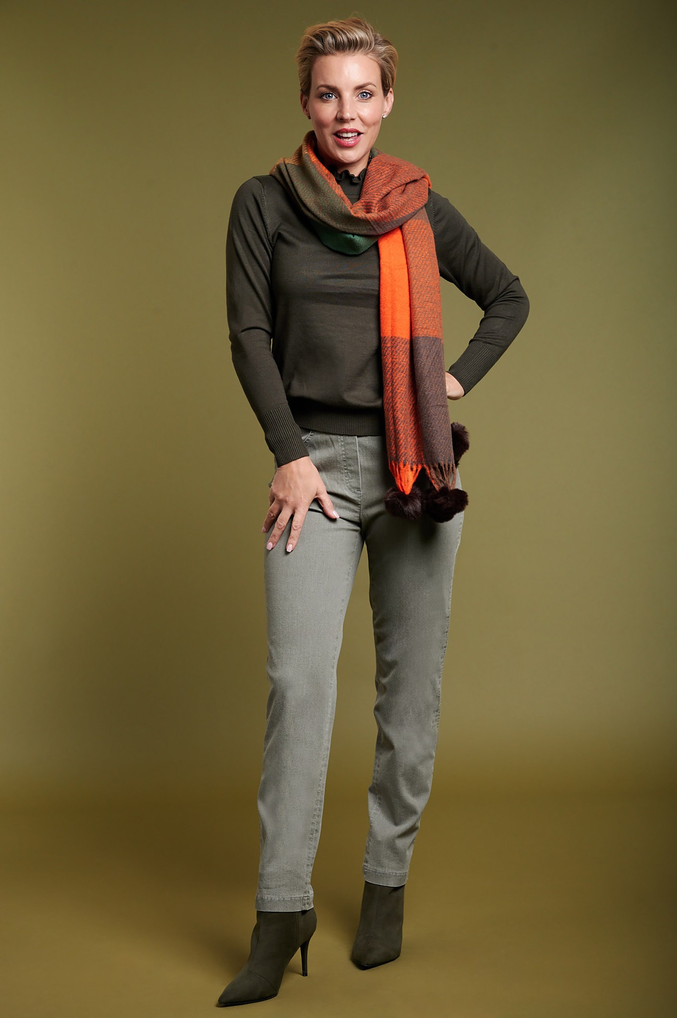 Robell Bella Petite Denim Jean Olive Green 85