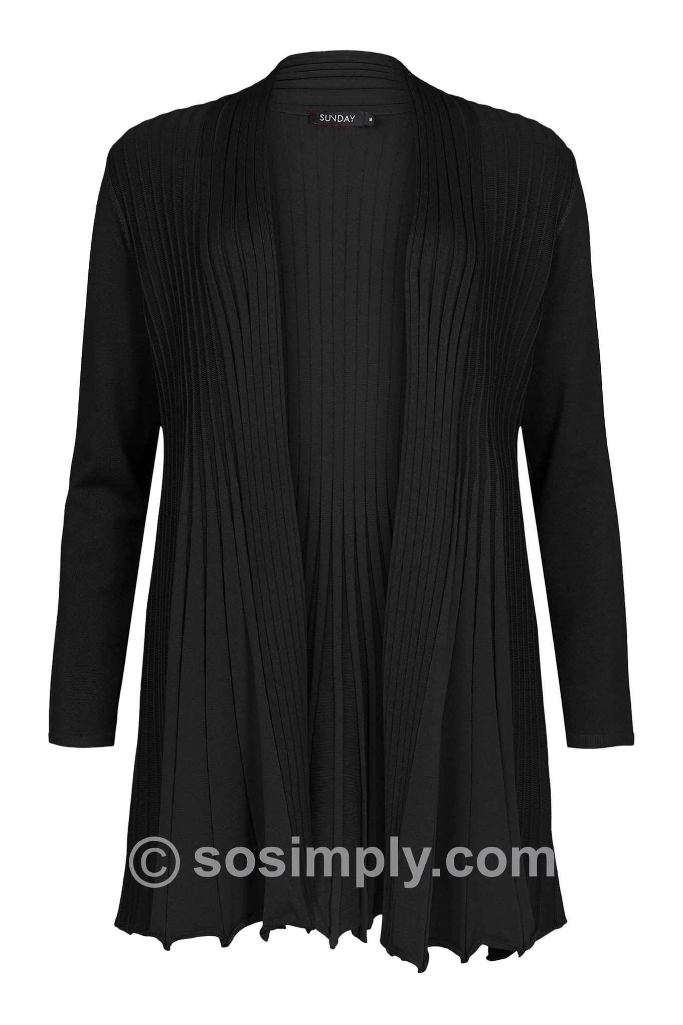 Sunday Emi Ribbed Long Cardigan Black 90