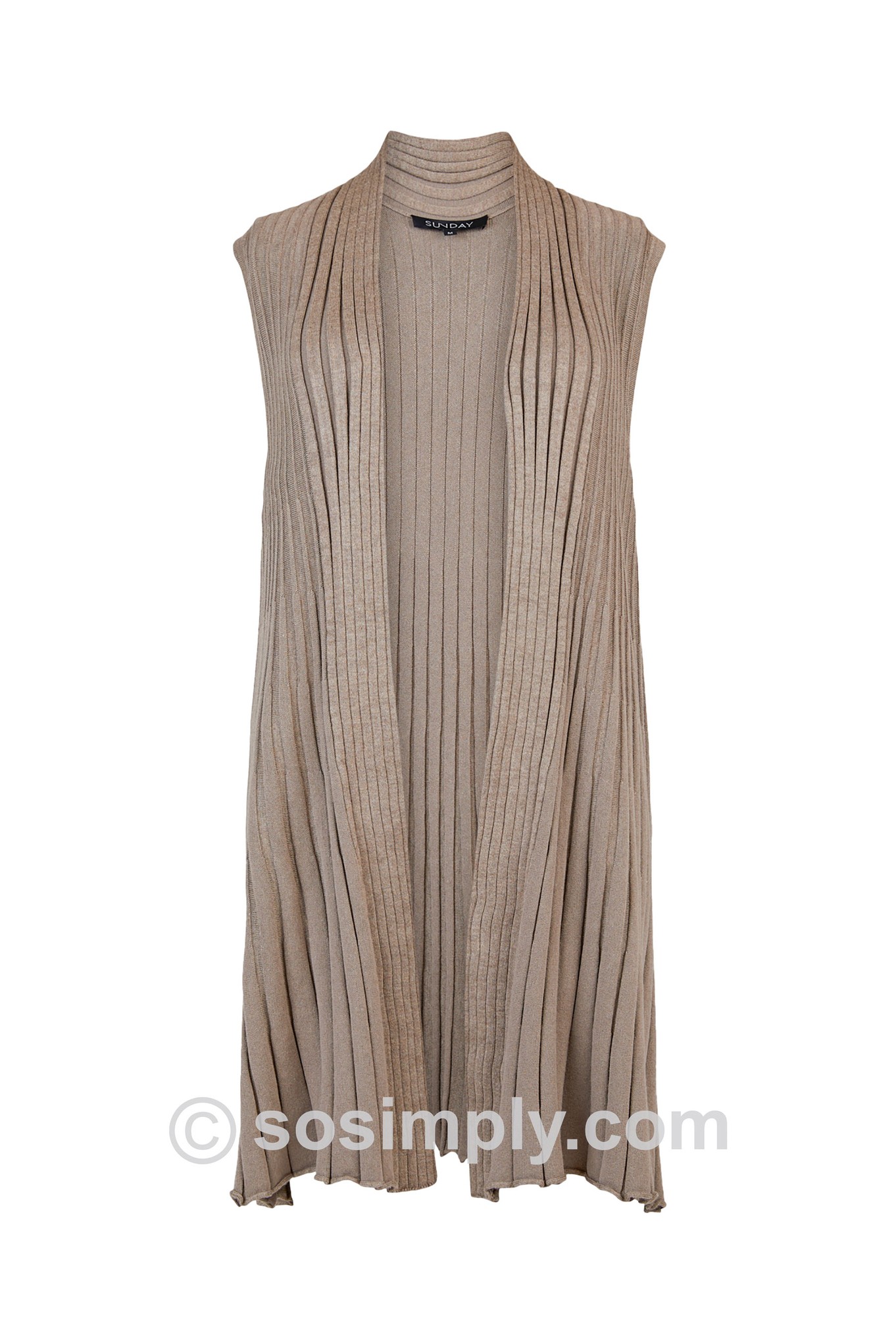 Sunday Gaynor Sleeveless Pleated Cardigan Natural 161