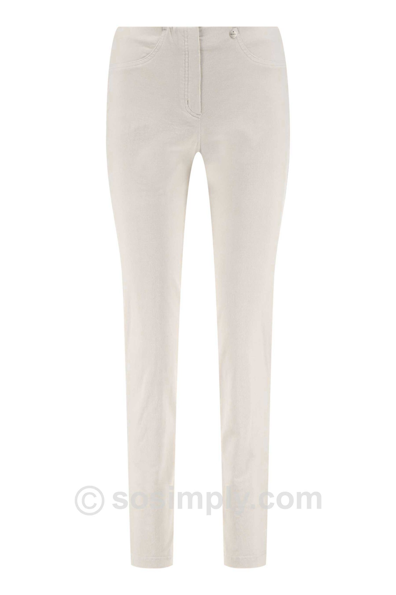 Robell Bella Petite Needlecord Trousers Off White 111