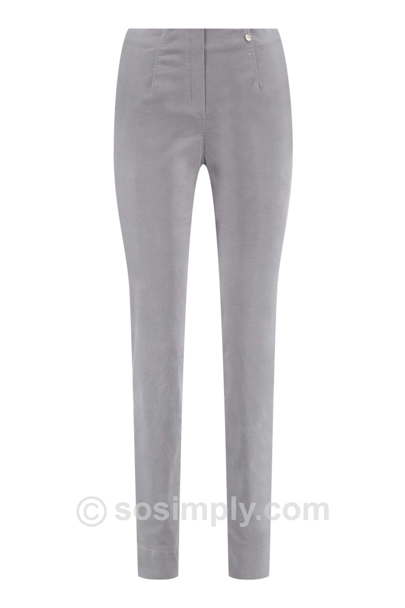Robell Marie Petite Velvet Trousers Silver 911