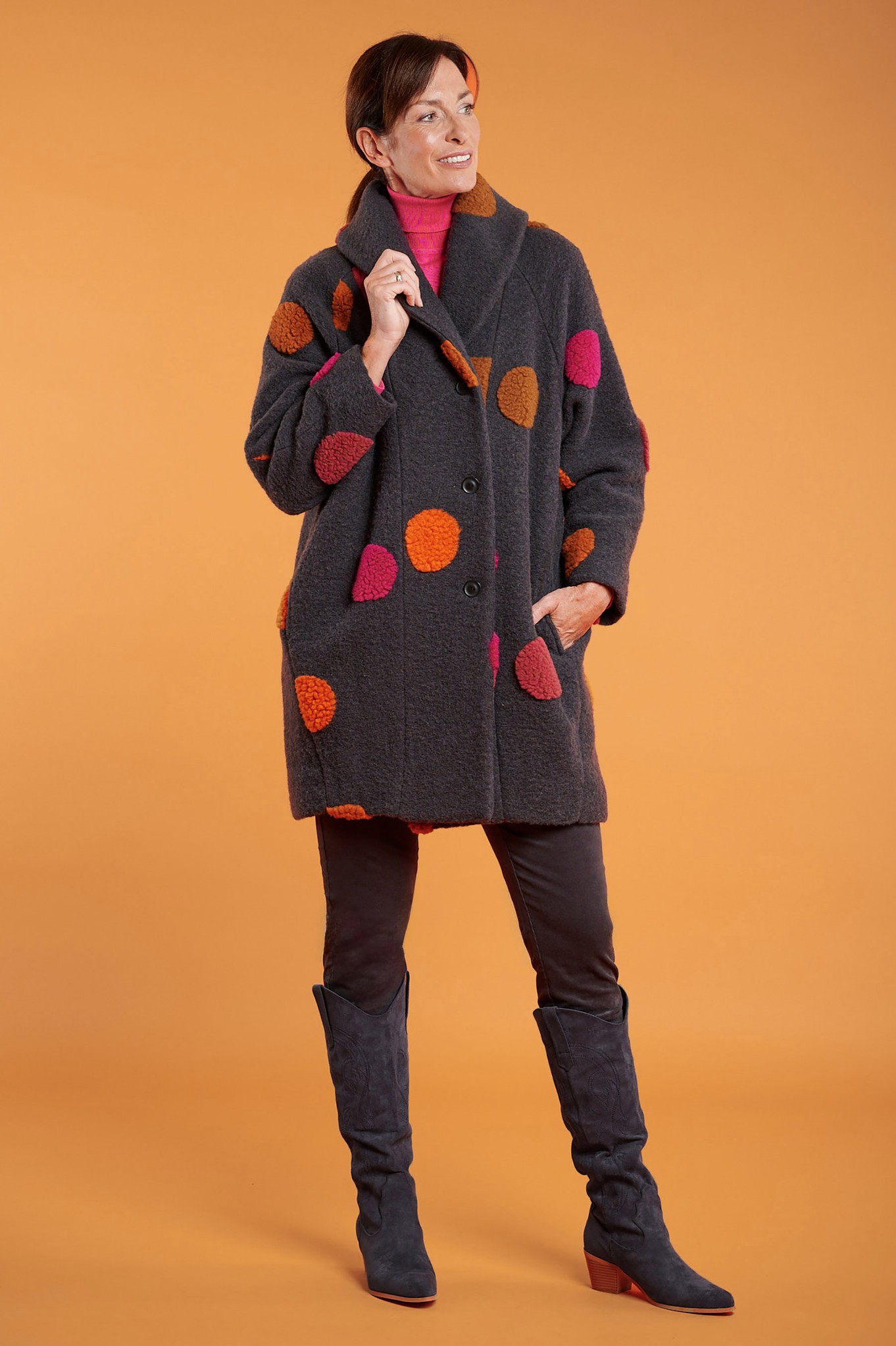 Noen Nordic Stiplet Wool Blend Coat Slate Grey 98