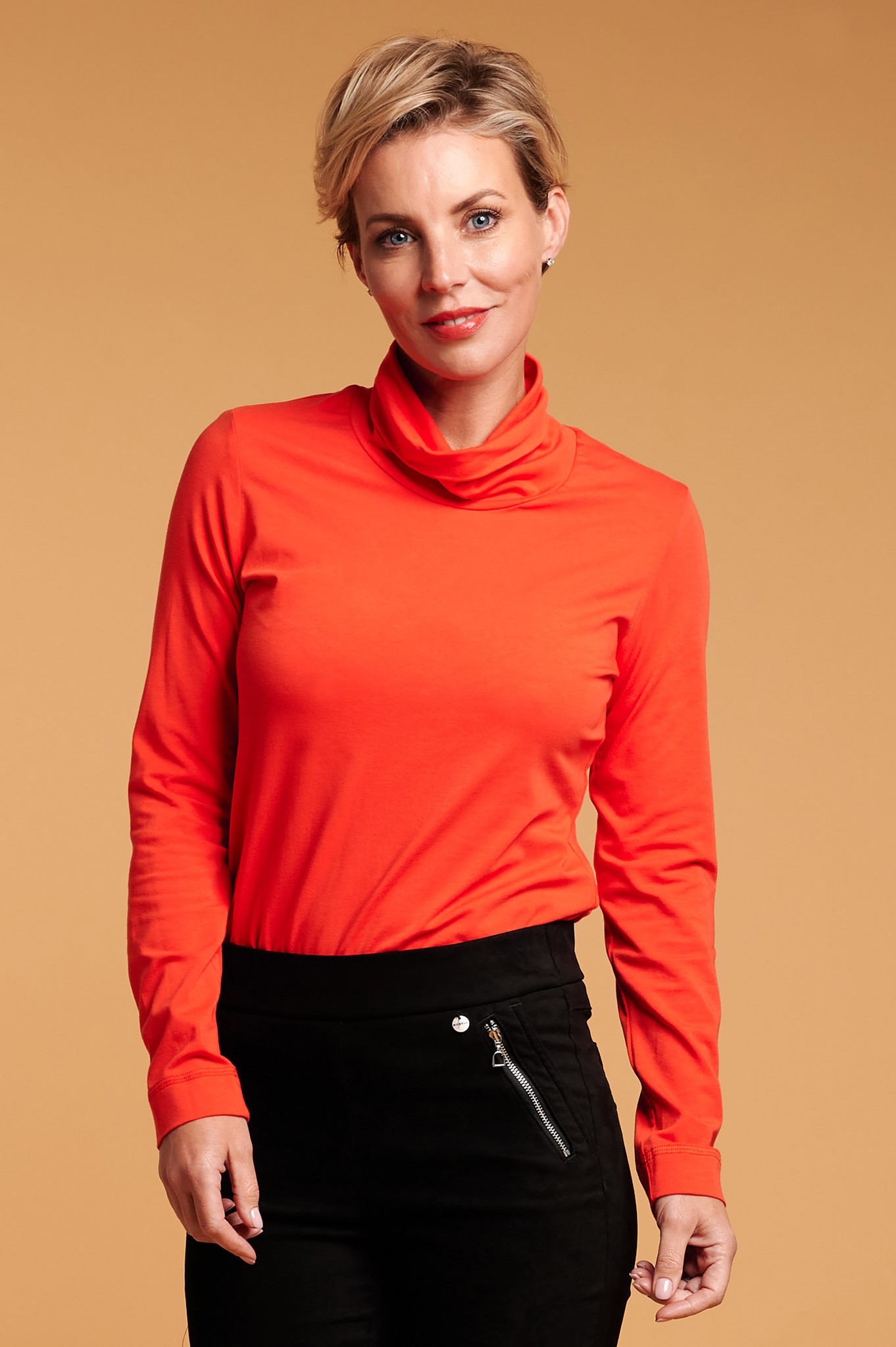 I'cona Della Roll Neck Jersey Top Spiced Orange 35