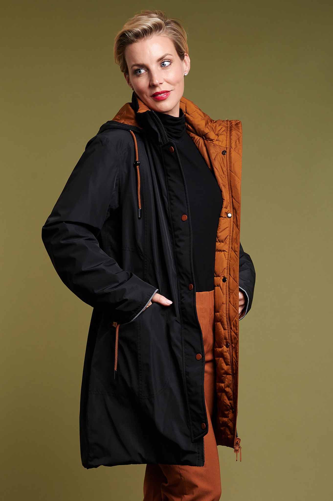 Frandsen Skadi Reversible Quilted Coat Bronze / Black 9038