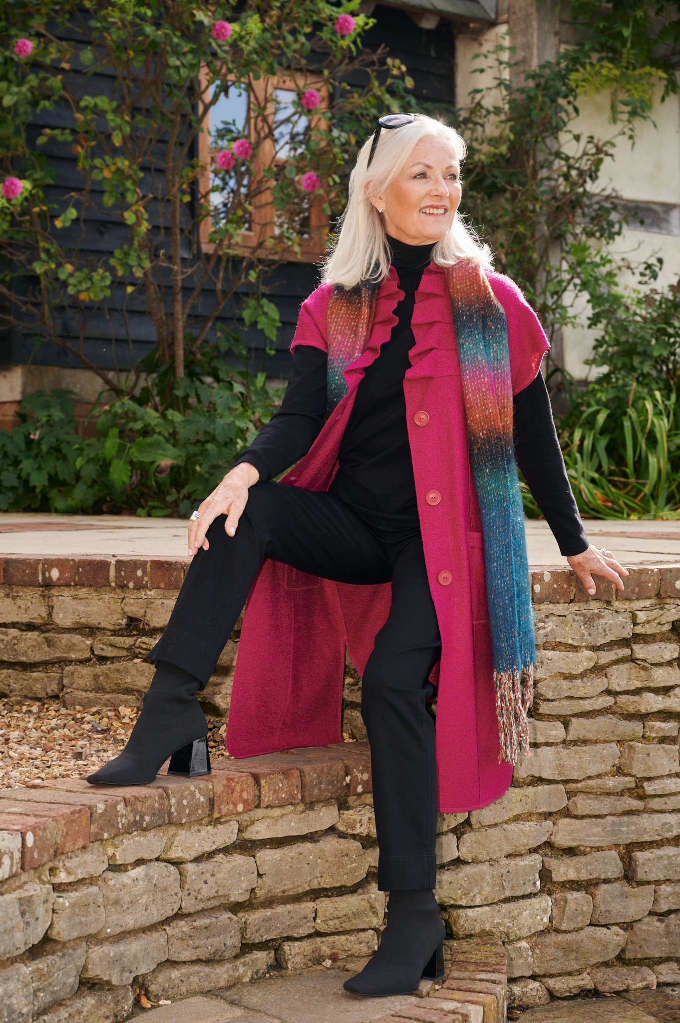 Noen Juni Longline Waistcoat Wild Berry 55