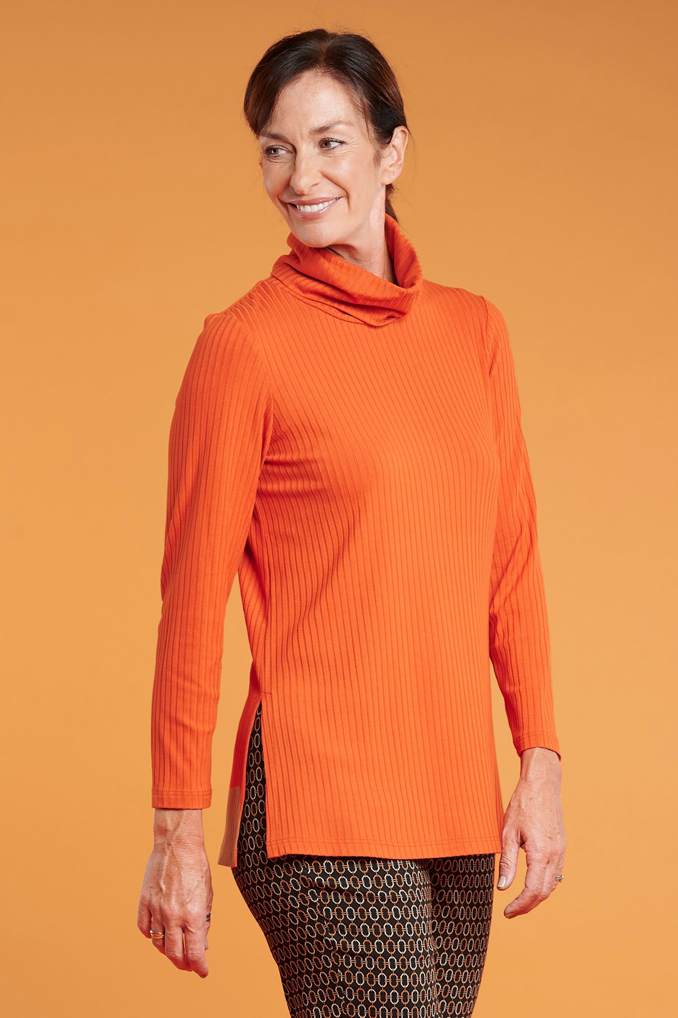 Noen Dahlie Ribbed Cowl Neck Jumper Pumpkin 36