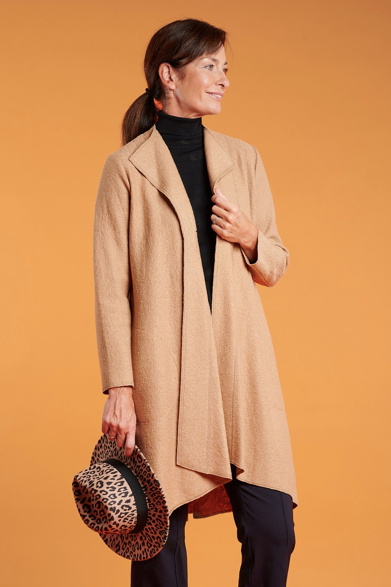 Noen Jolanda Longline Coatigan Camel 17