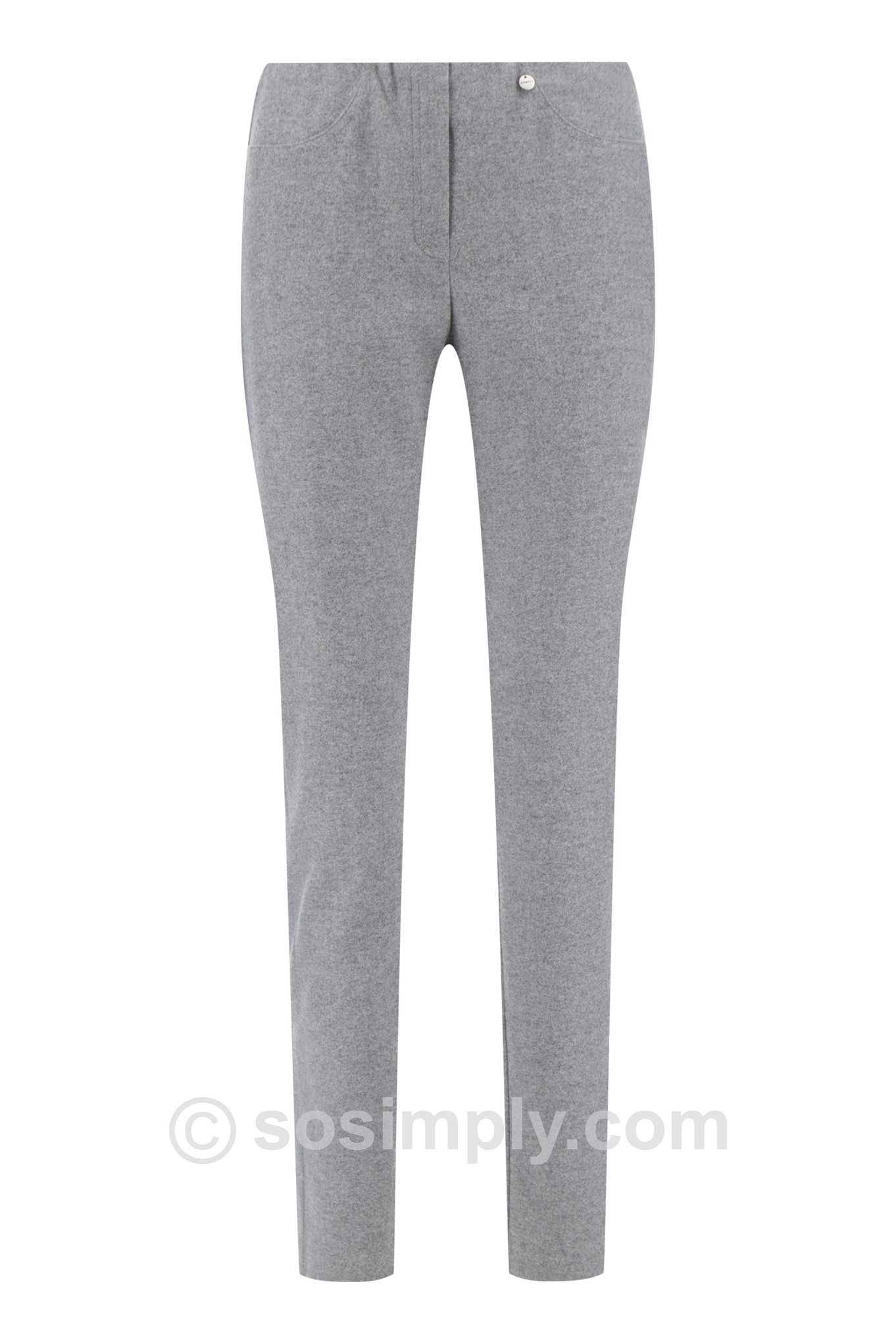 Robell Bella Flannel Trousers Silver 91