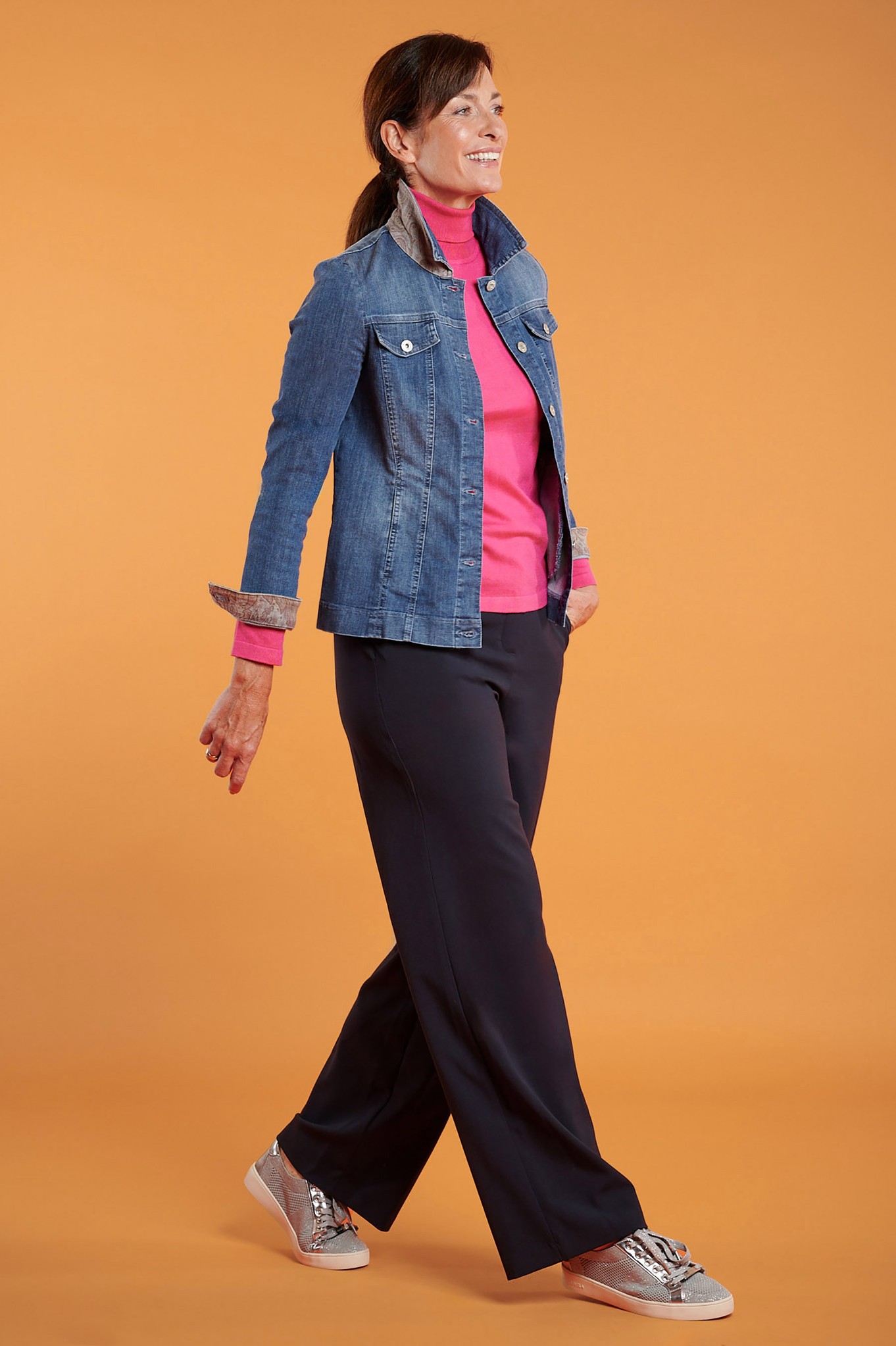 Robell Cloe Couture Wide Leg Trousers Navy 69