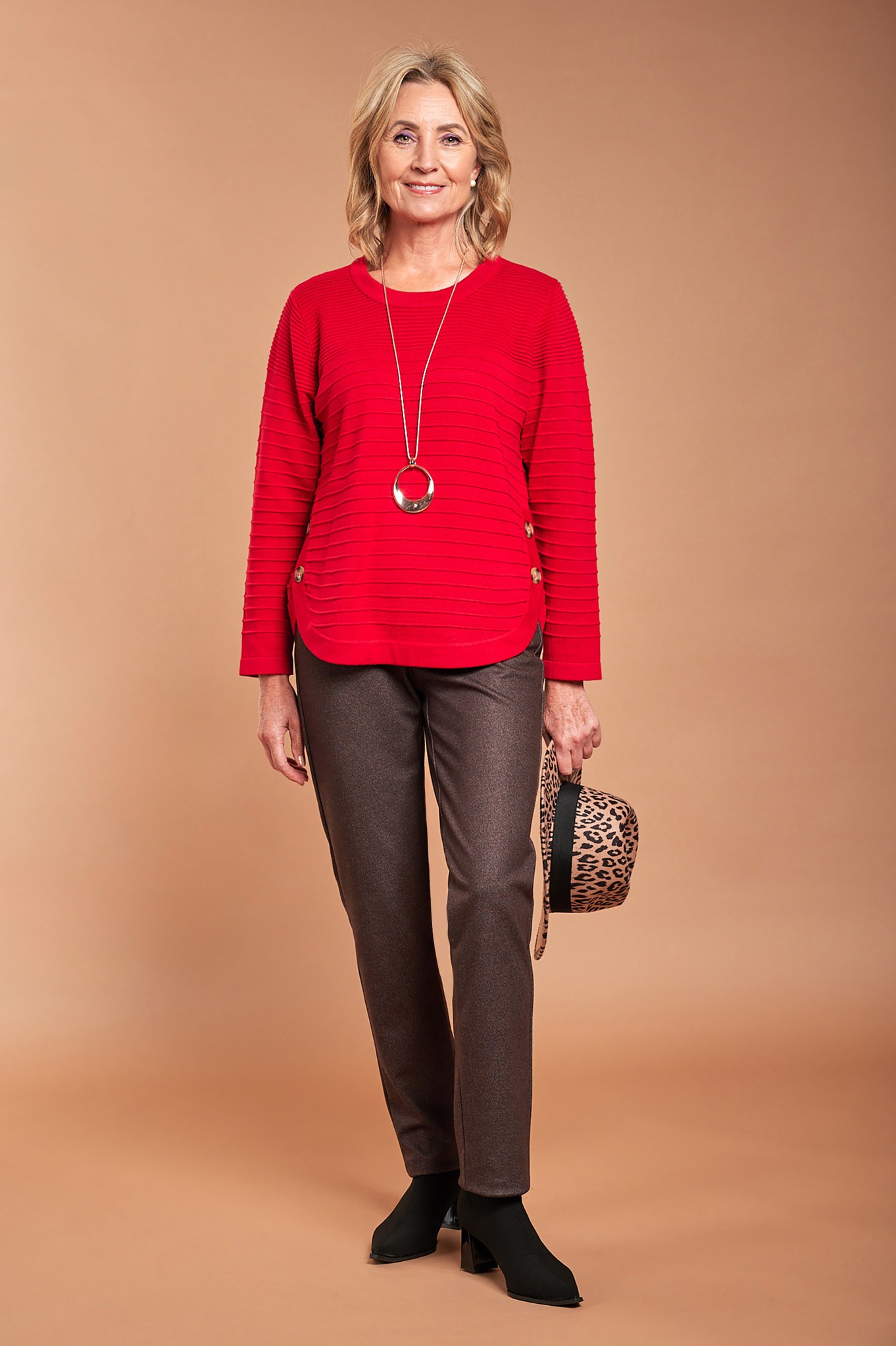 Robell Bella Flannel Trousers Dark Brown 38/39