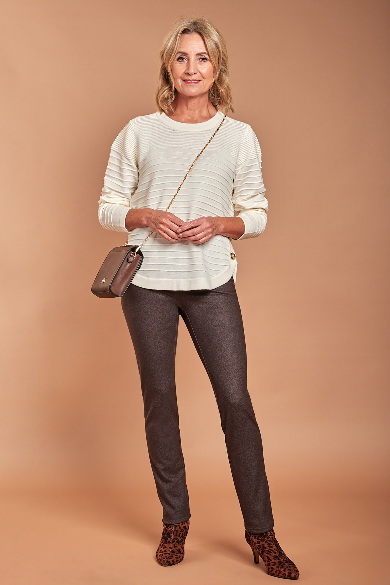 Robell Rose Flannel Trousers Dark Brown 38/39