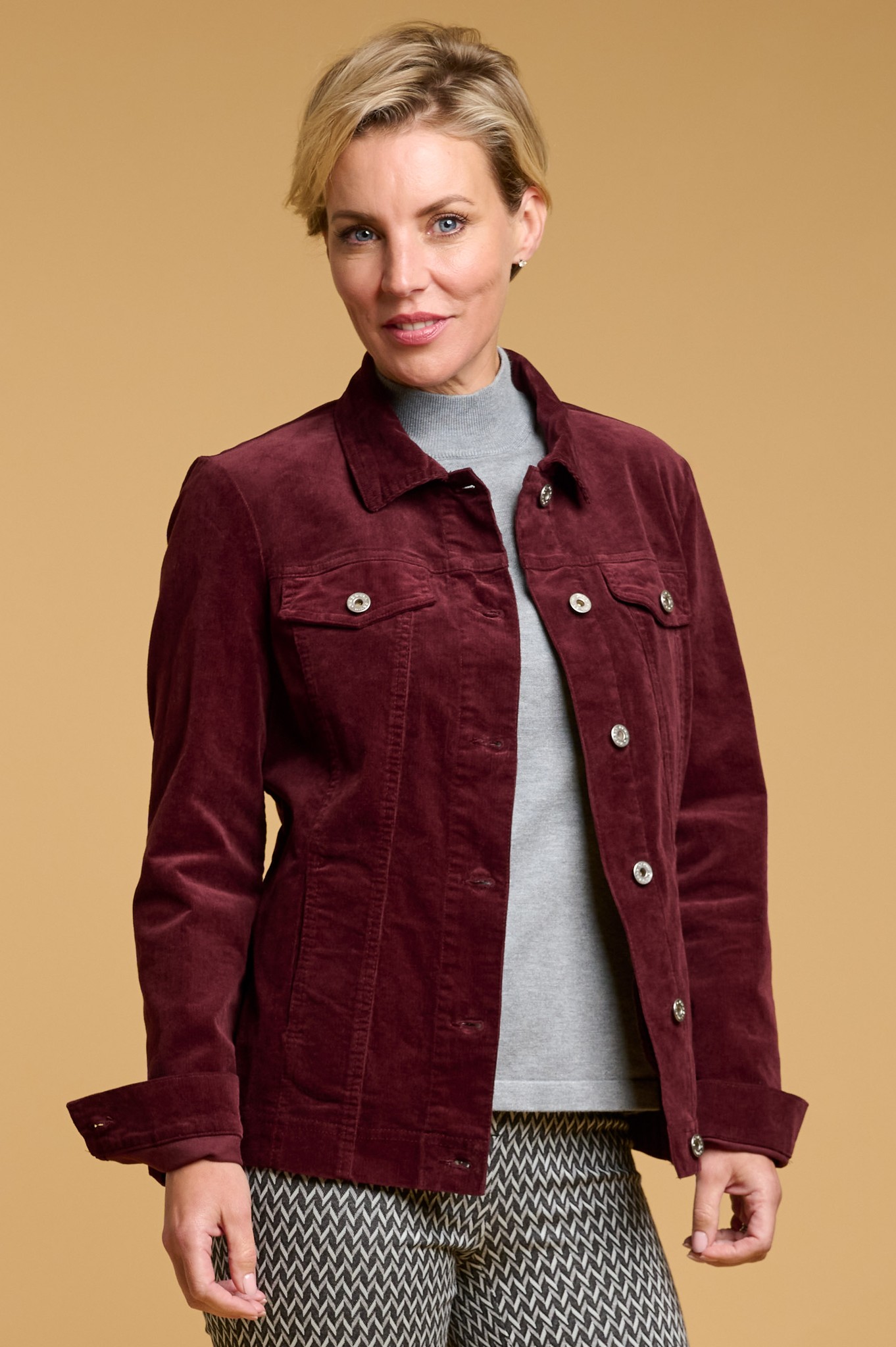 Robell Needlecord Happy Jacket Burgundy 58