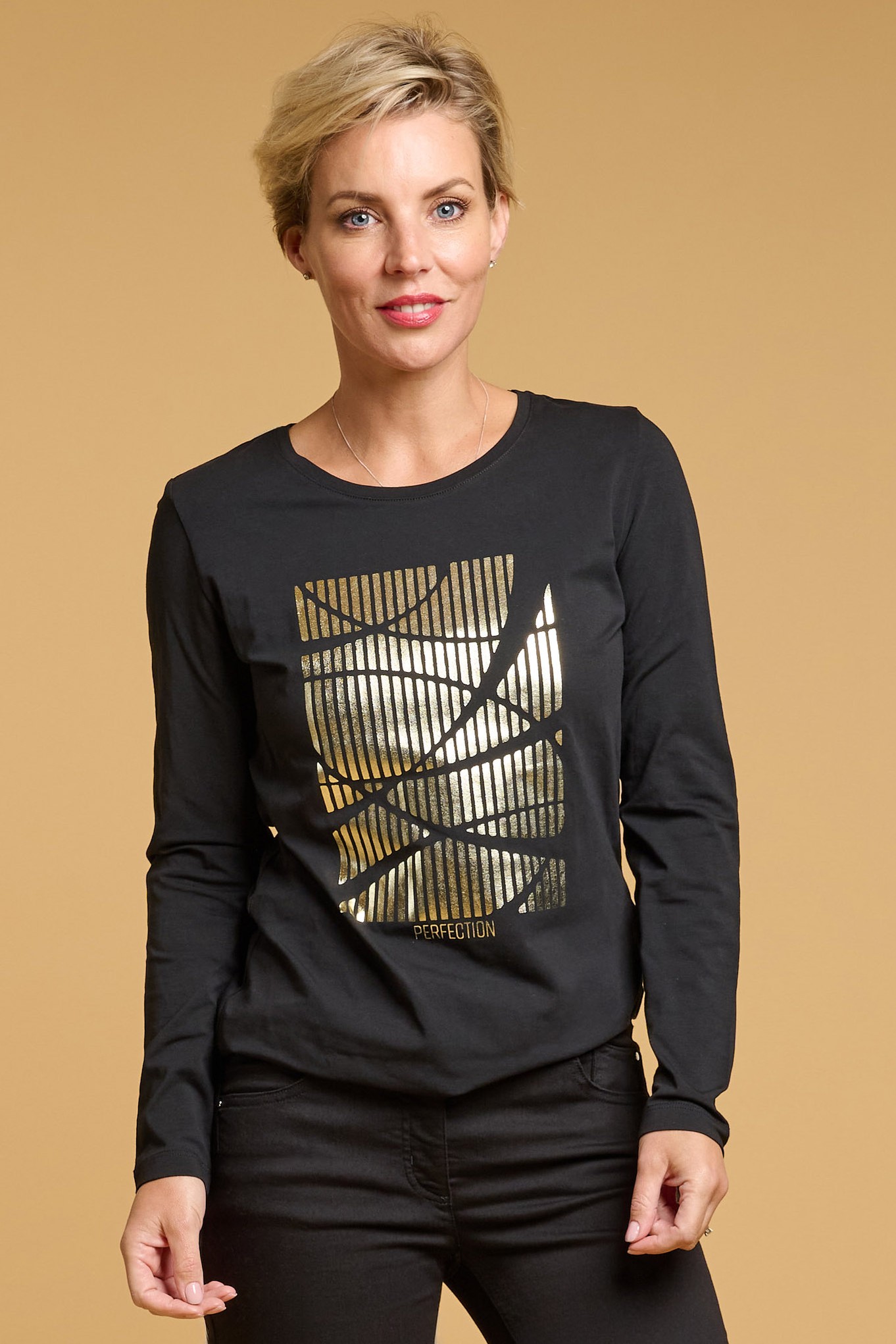 I'cona Perfection Abstract Jersey Top Black 90