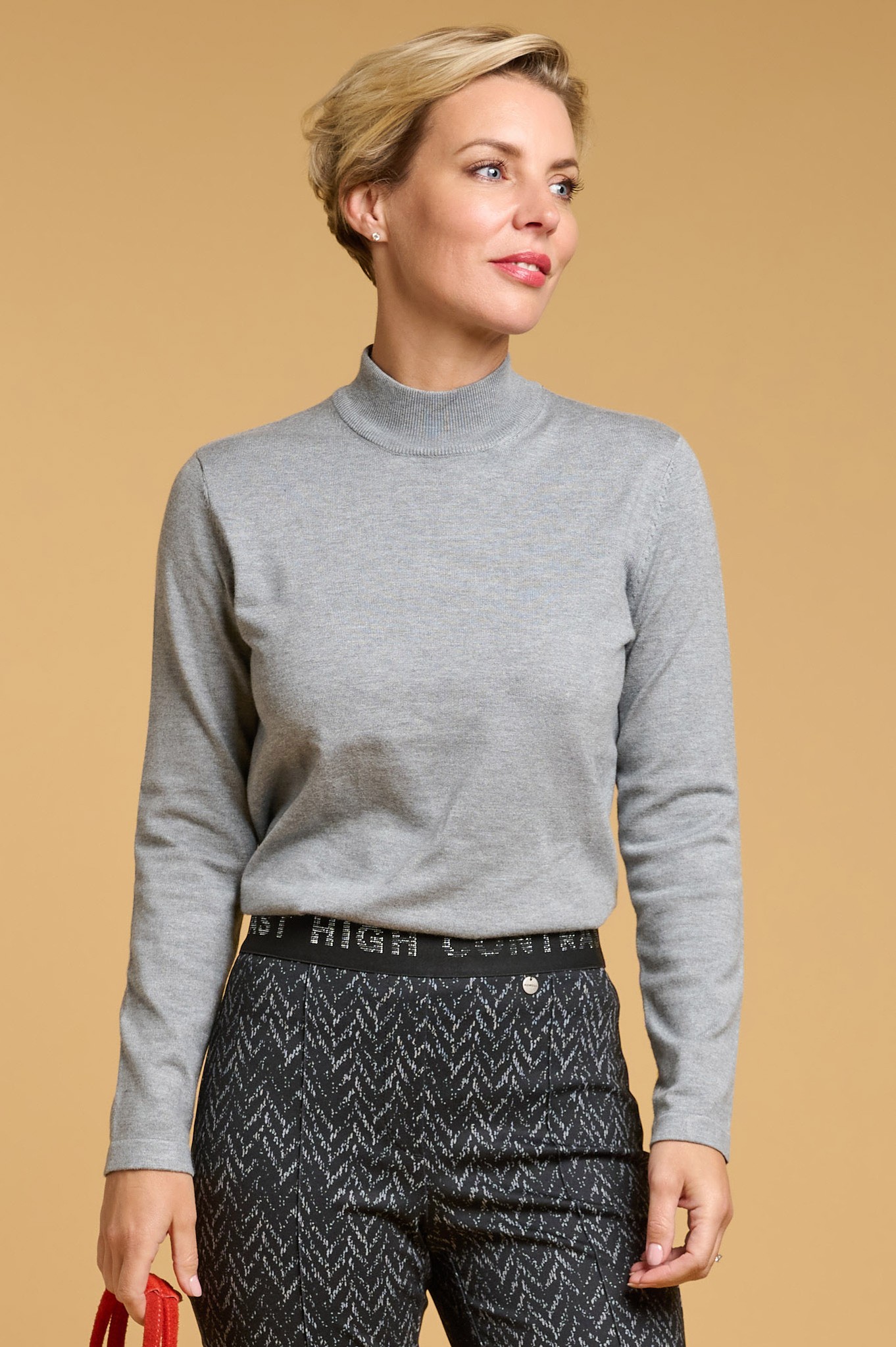 Sunday Turtle Neck Jumper Marl Grey 9499