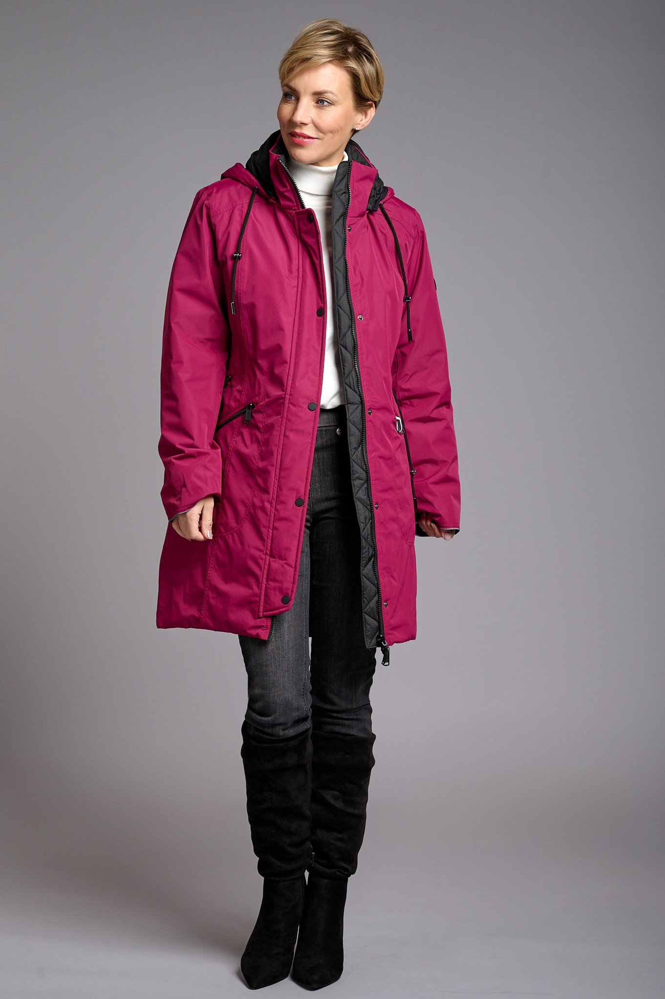 Frandsen Skadi Reversible Quilted Coat Berry / Black 5790