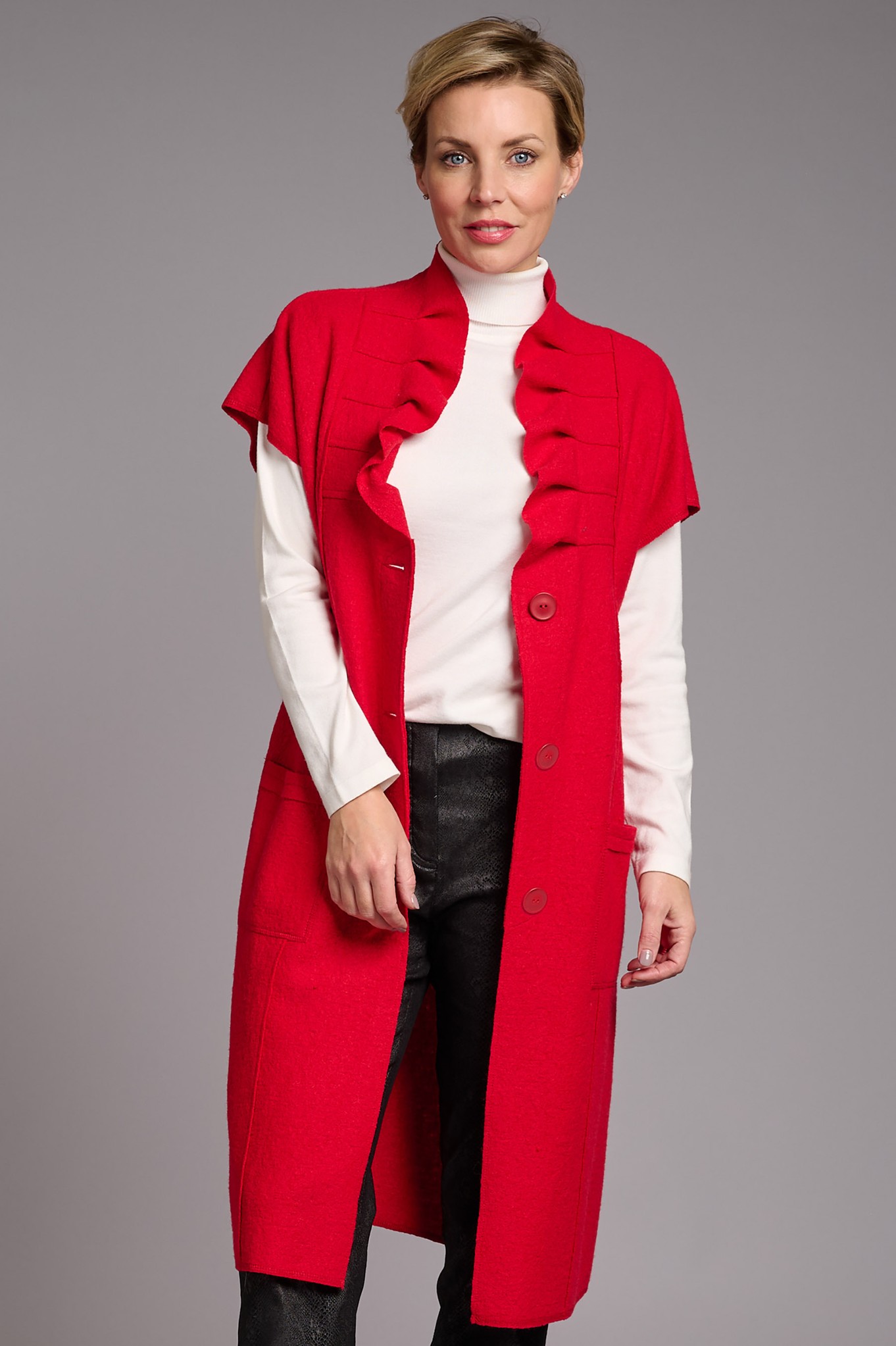 Noen Juni Longline Waistcoat Red 40