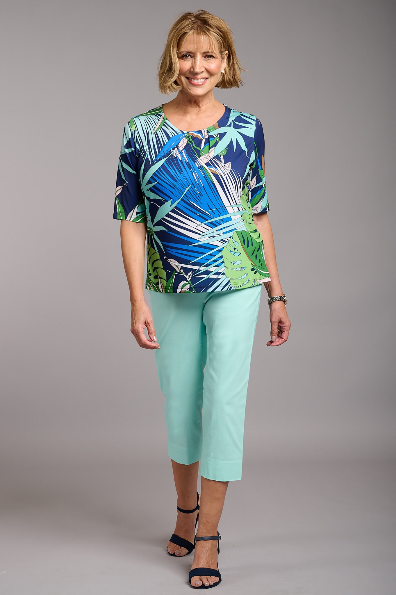 Robell Marie 07 Crop Trouser Ice Mint 842