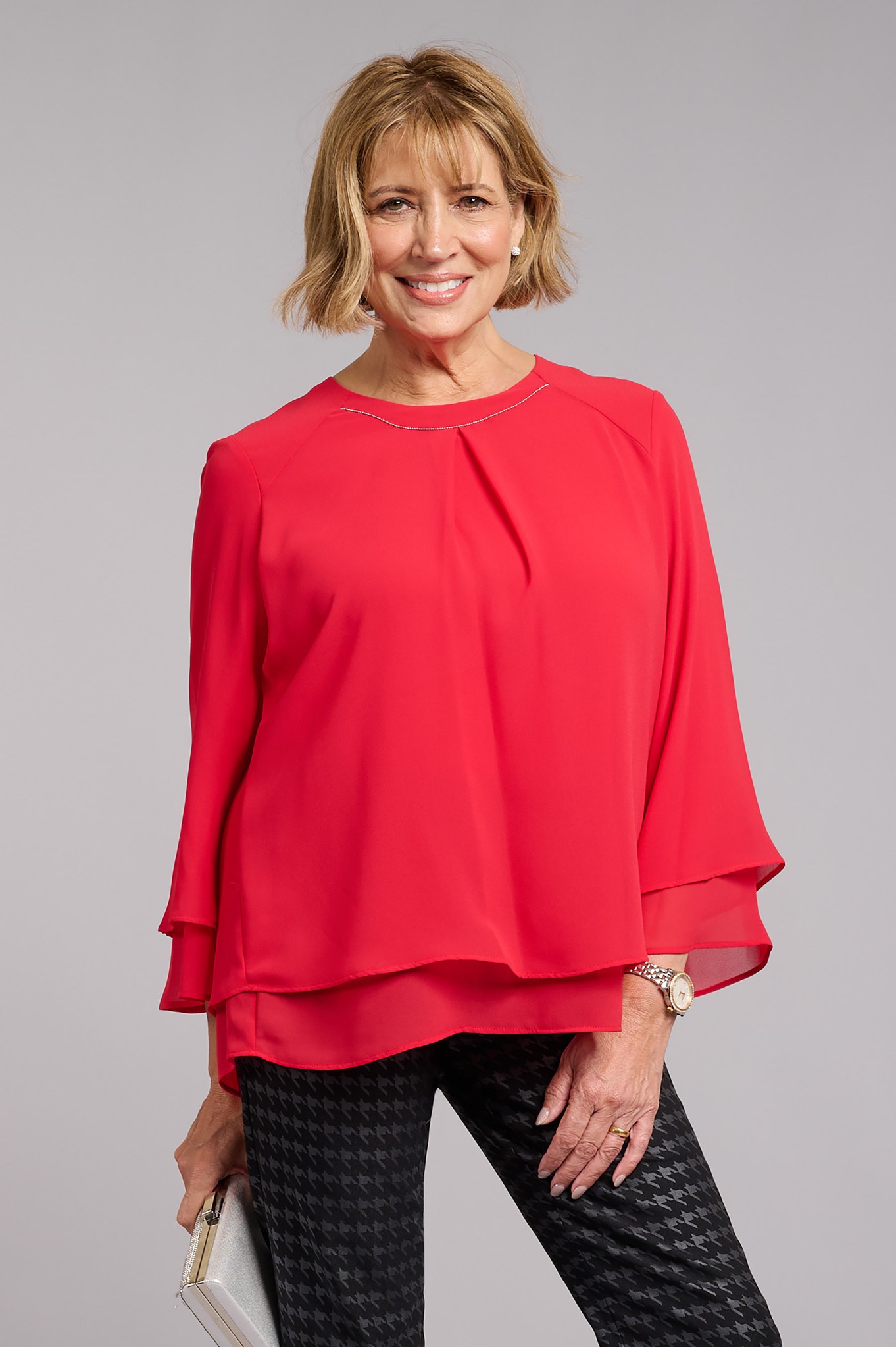 Habella Navina Layered Top Red 400
