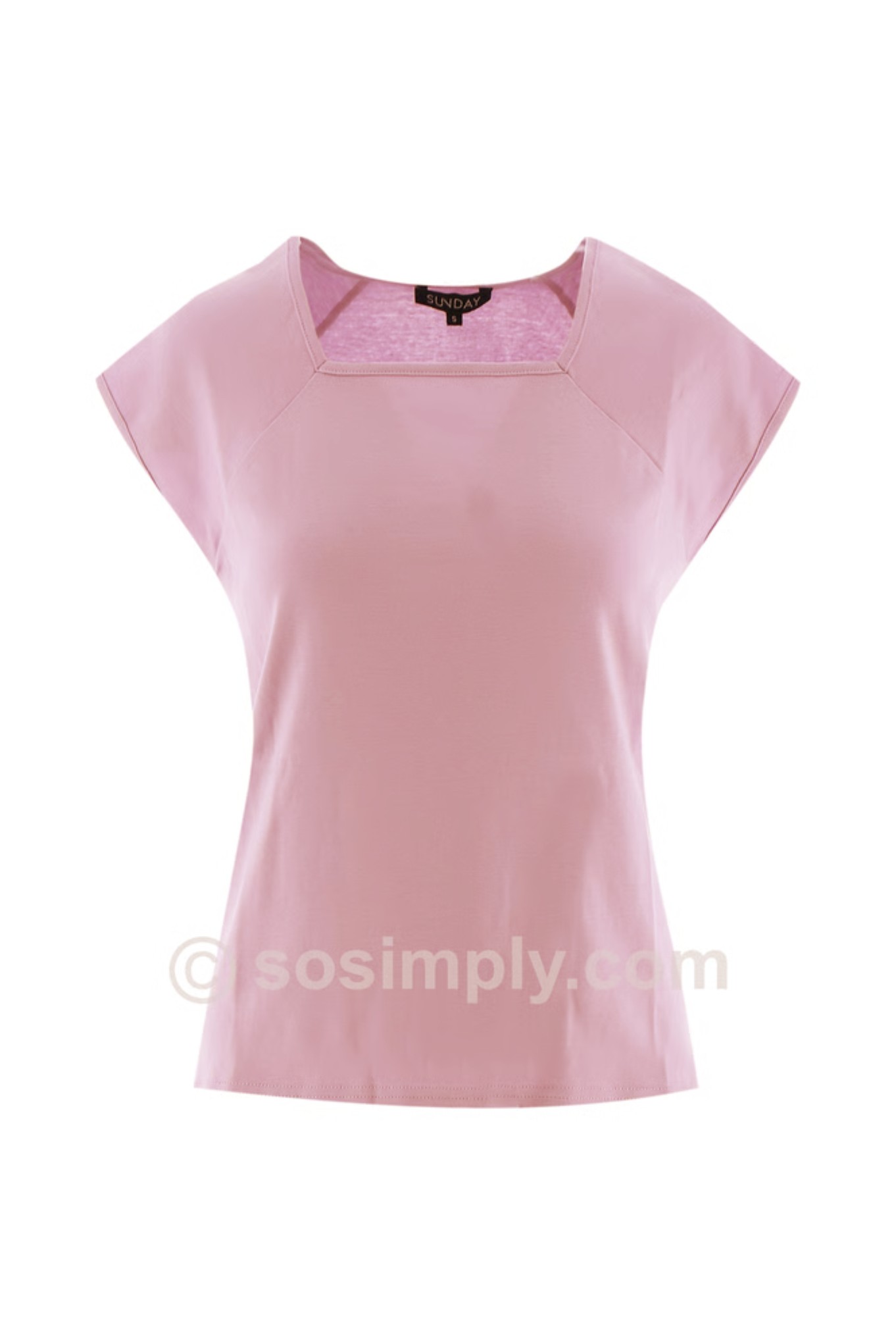 Sunday Square Neck Cap Sleeve T-Shirt Dusky Pink 50