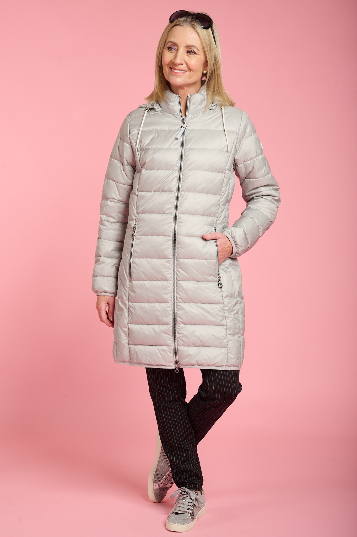 Frandsen Kaja Hooded Down Coat Stone Grey 9210