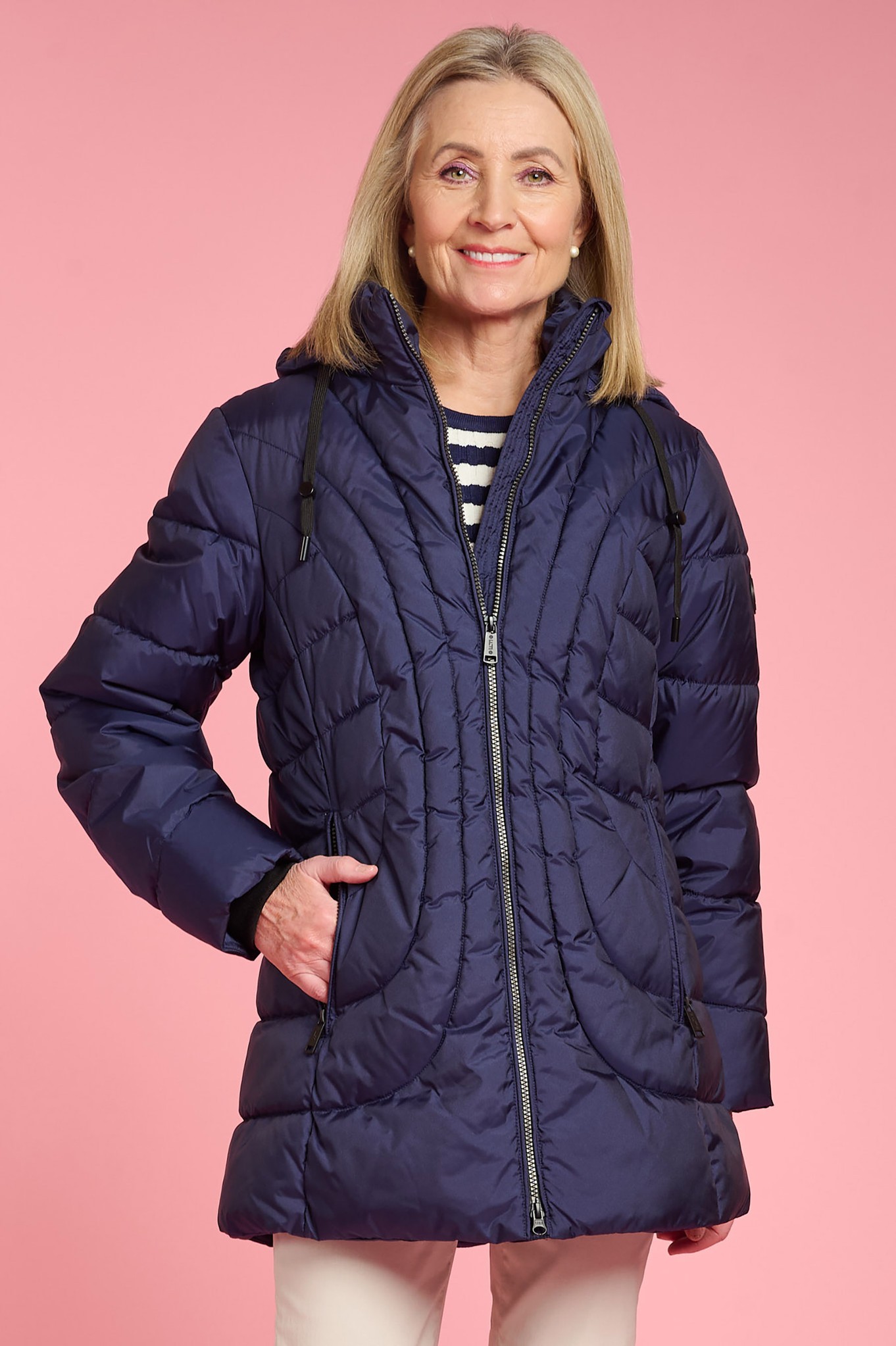 Frandsen Lisbeth Quilted Down Coat Navy 69