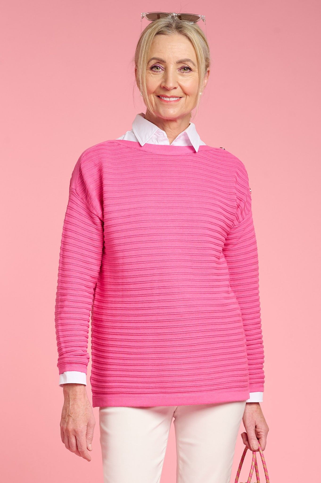 Sunday Pandora Ribbed Jumper  Peony Pink 570
