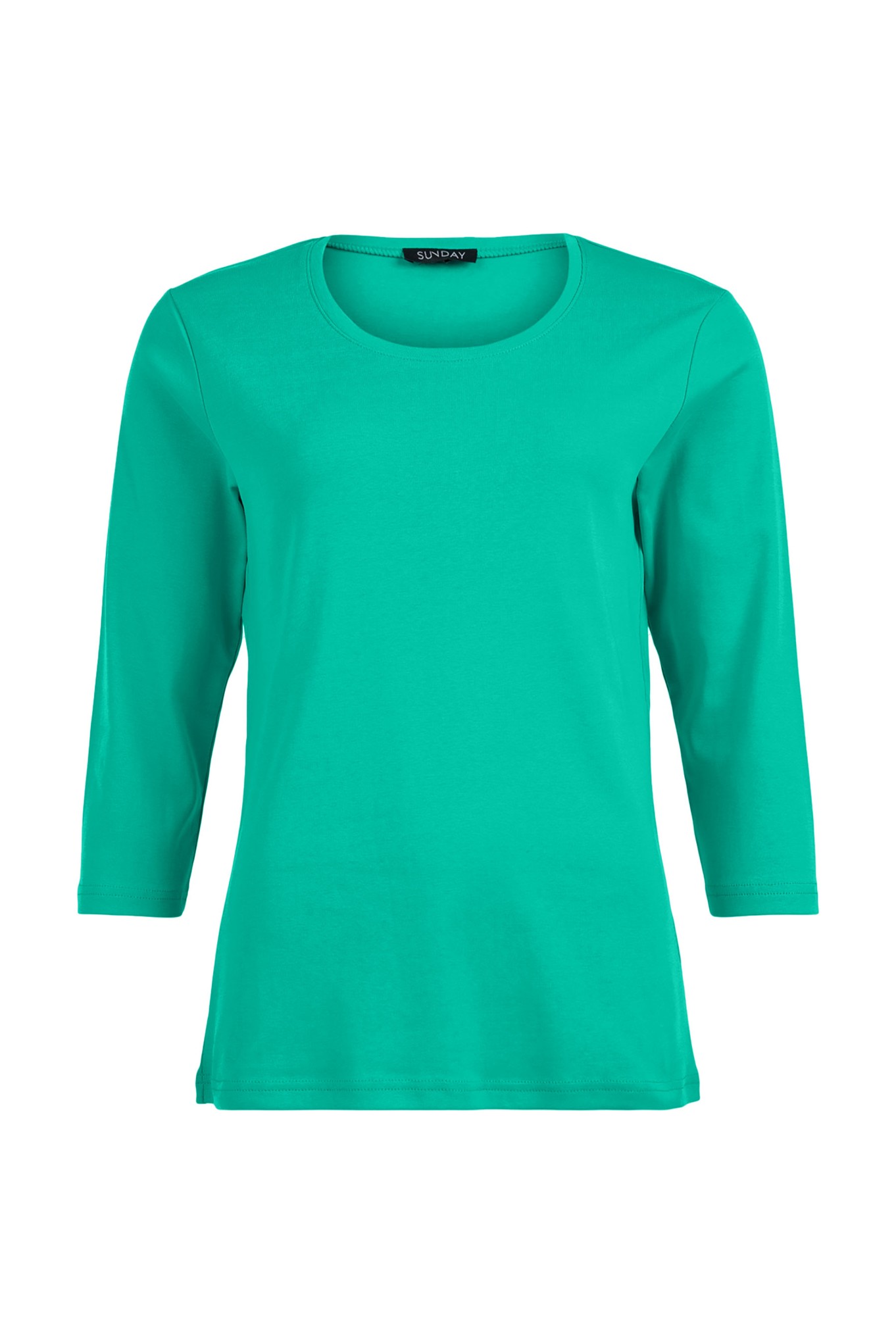 Sunday Scoop Neck Cotton Top 3/4 Sleeve Emerald 79