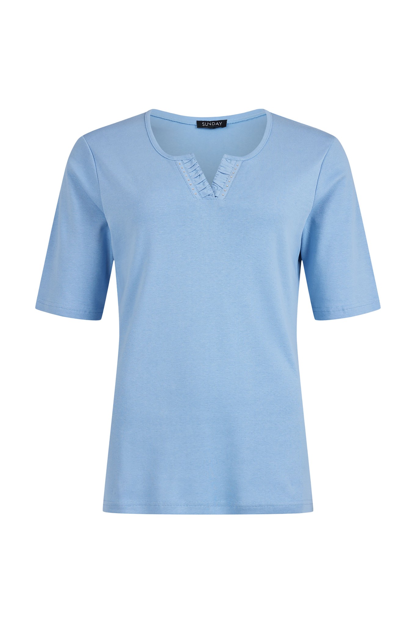 Sunday Round Split Diamante Cotton T-Shirt Powder Blue 610