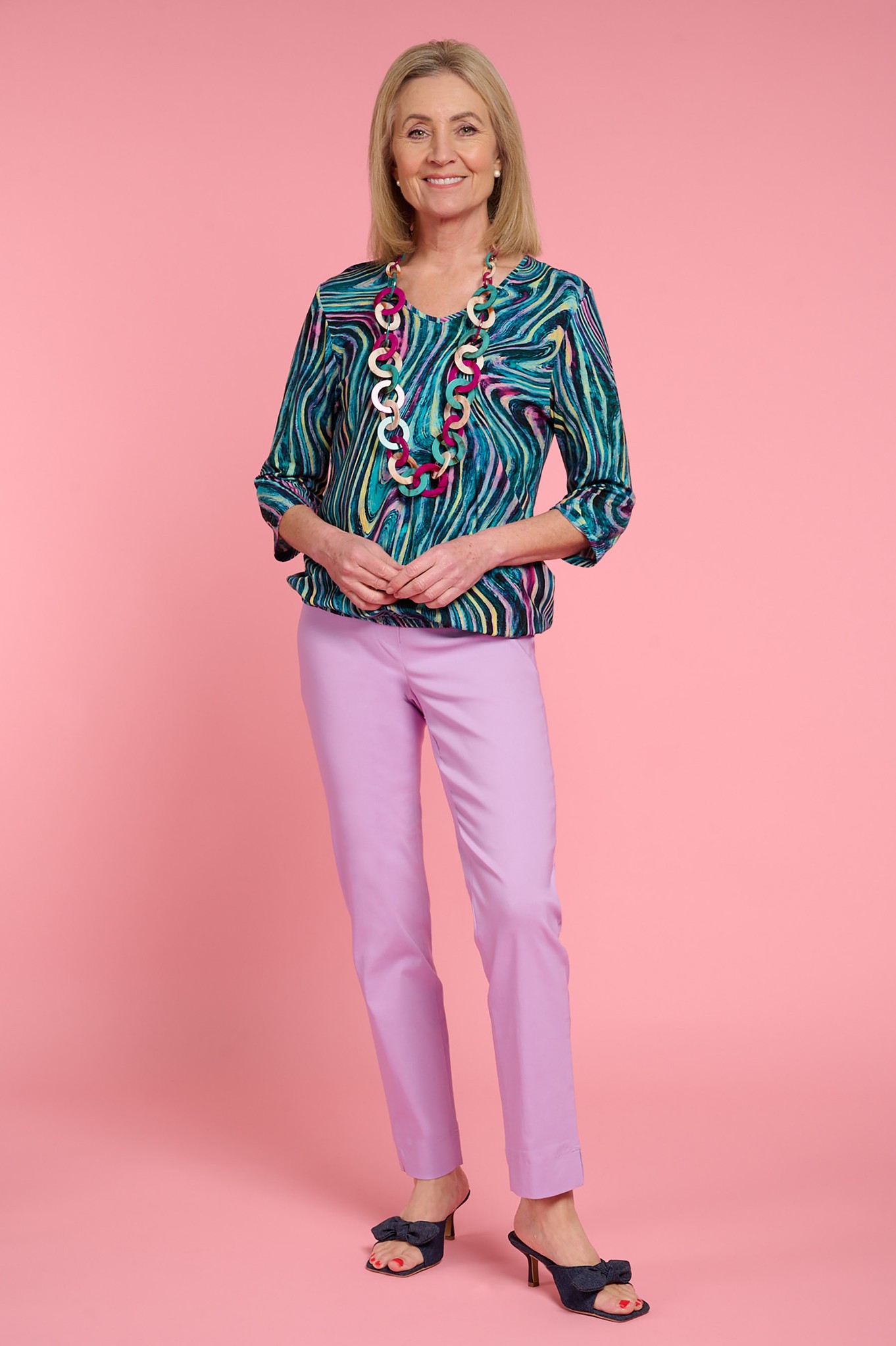 Robell Marie Petite Trousers Sheer Lilac 521