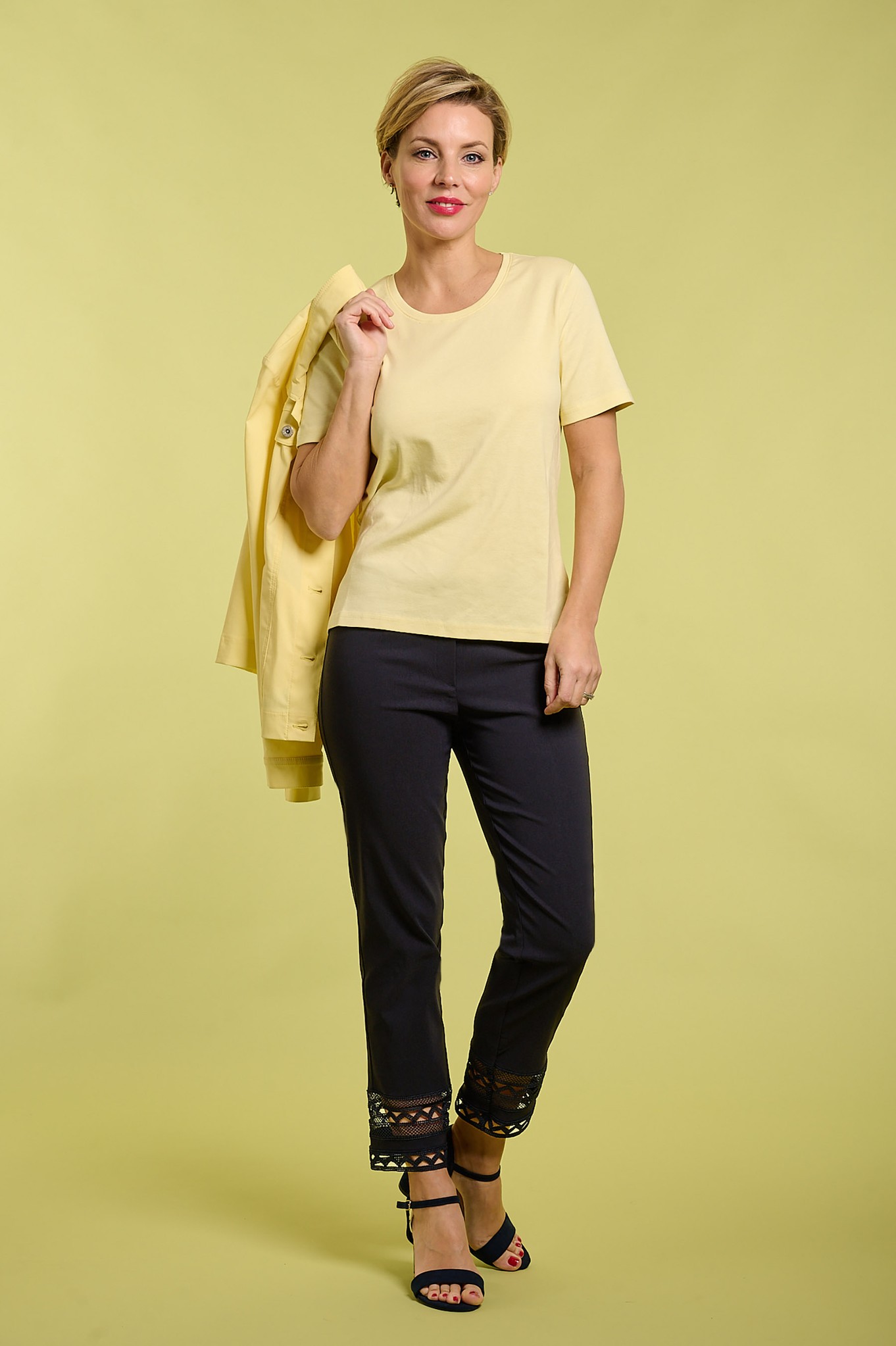 Robell Marie 09 Crochet Hem Ankle Grazer Navy 69