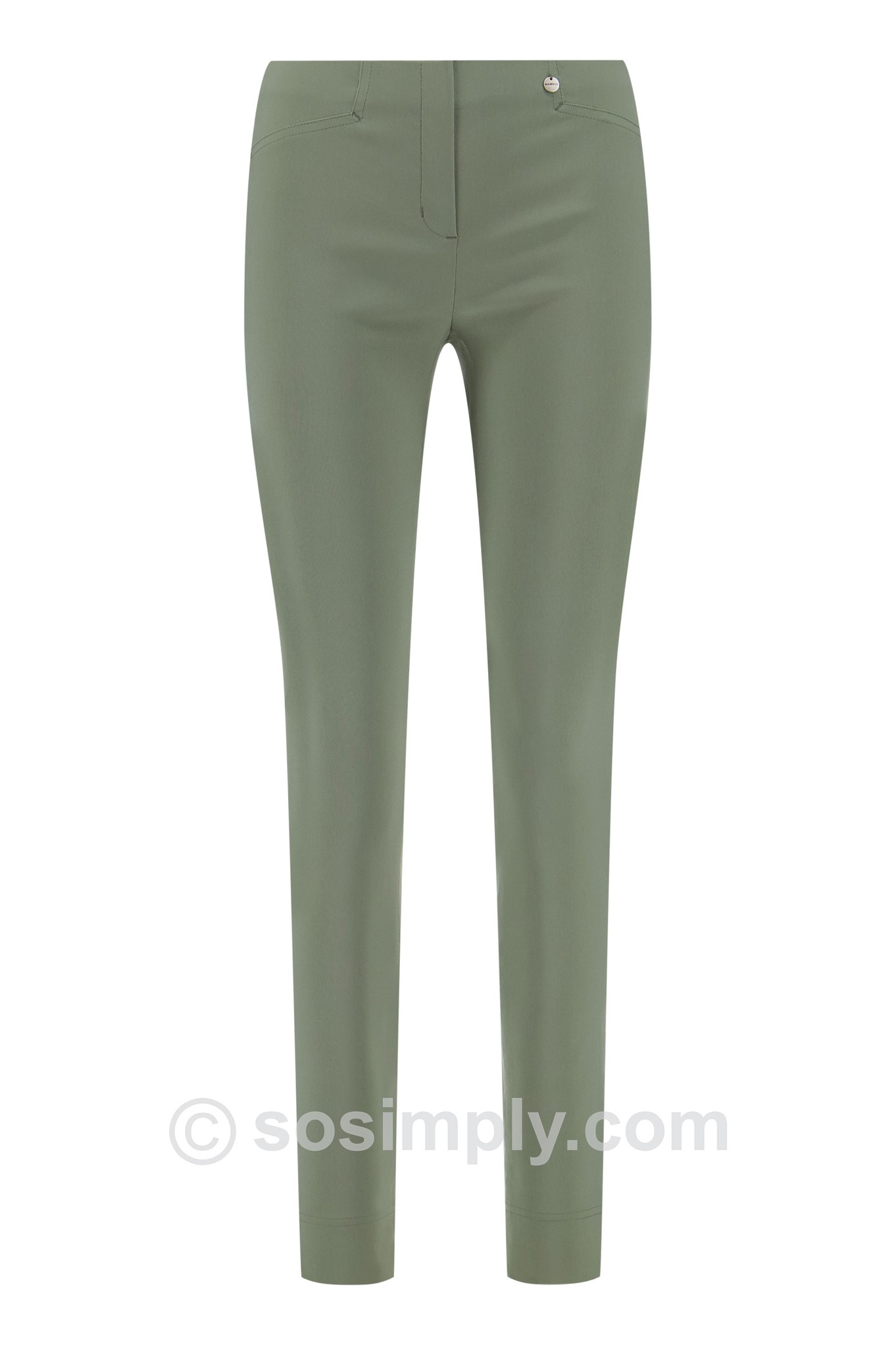 Robell Rose Full-Length Trousers Khaki Green 860