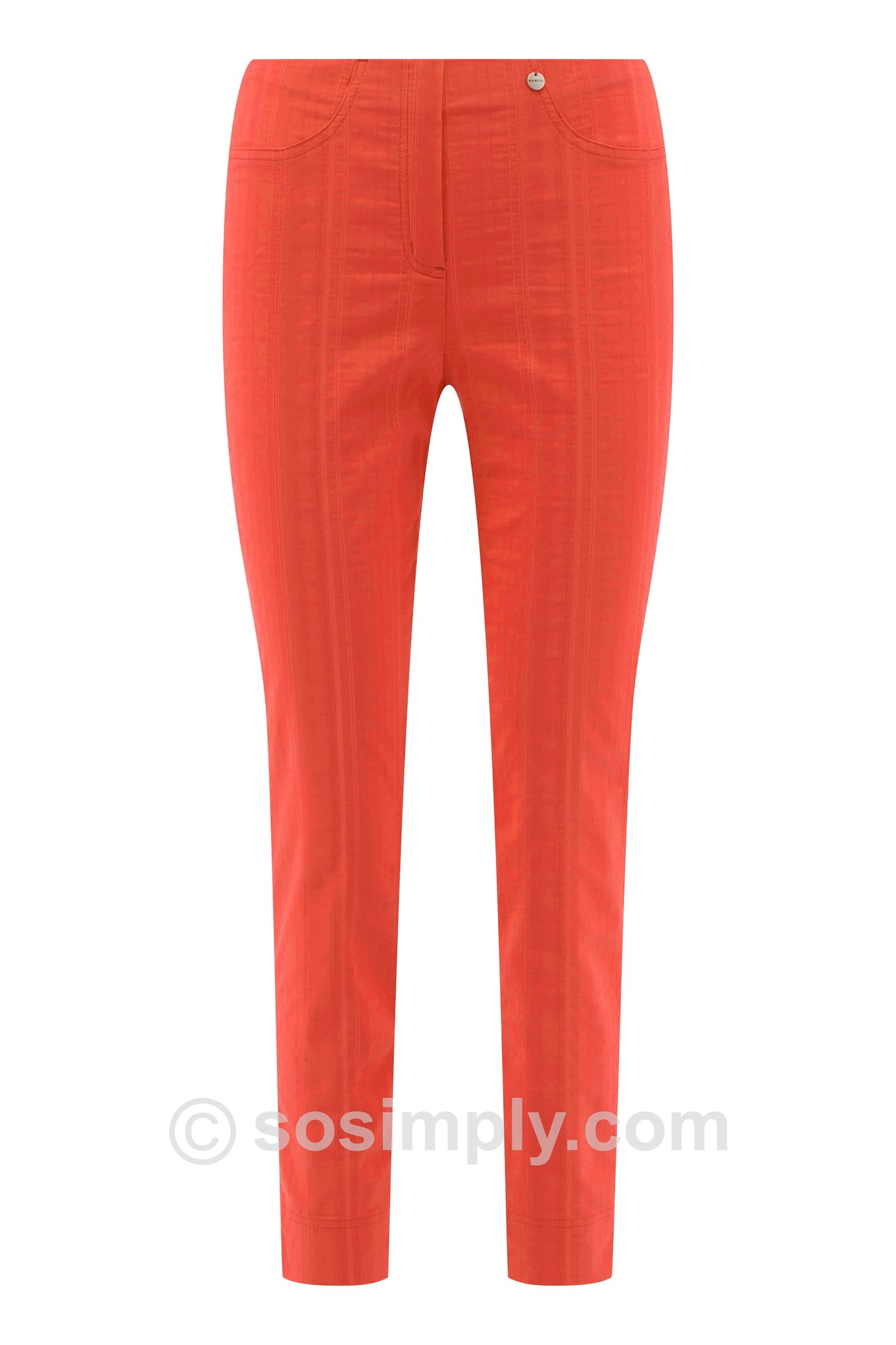 Robell Bella 09 Seersucker Ankle Grazers Coral 33