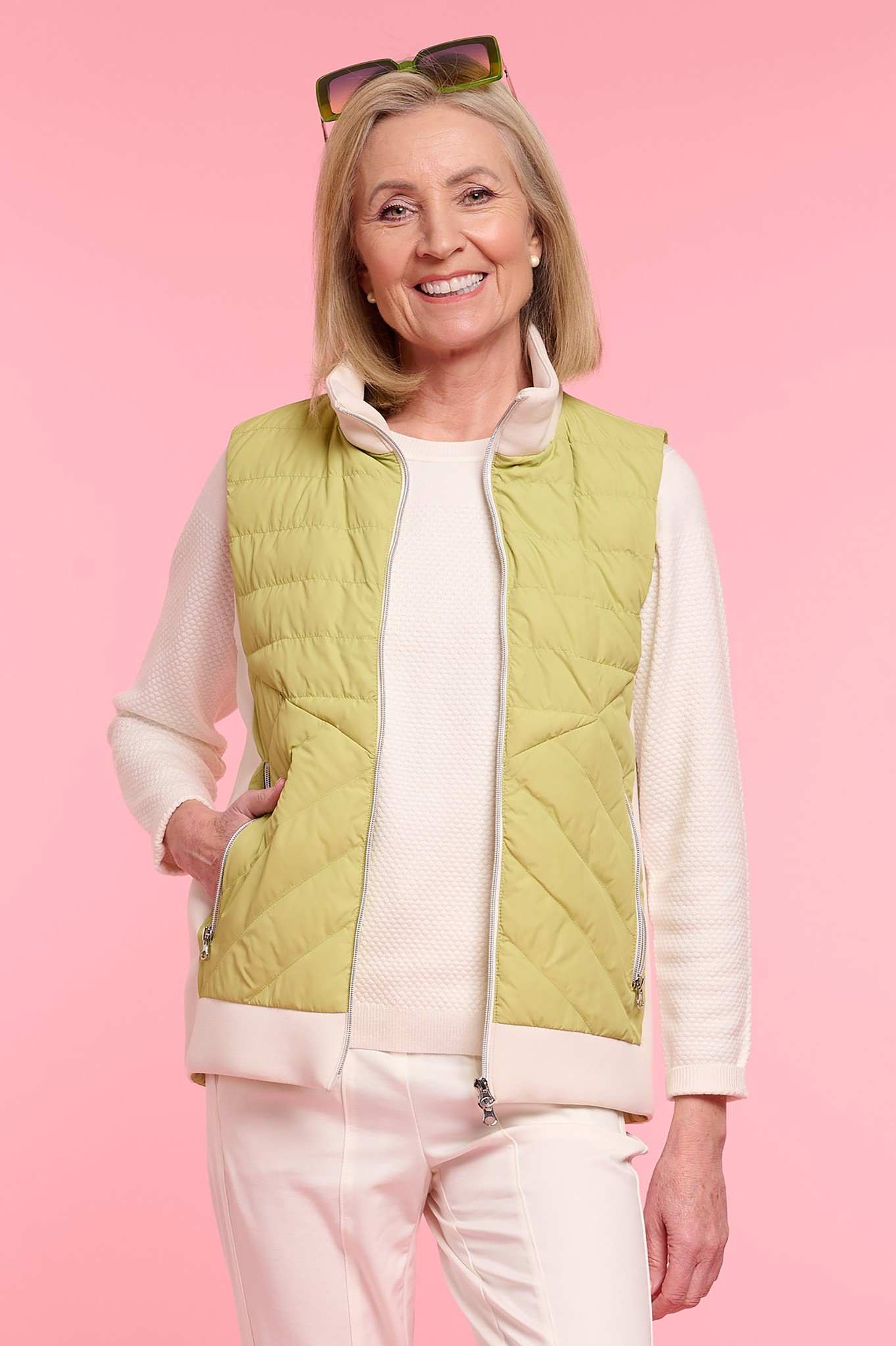 Normann Nella Quilted Gilet Muted Lime 82