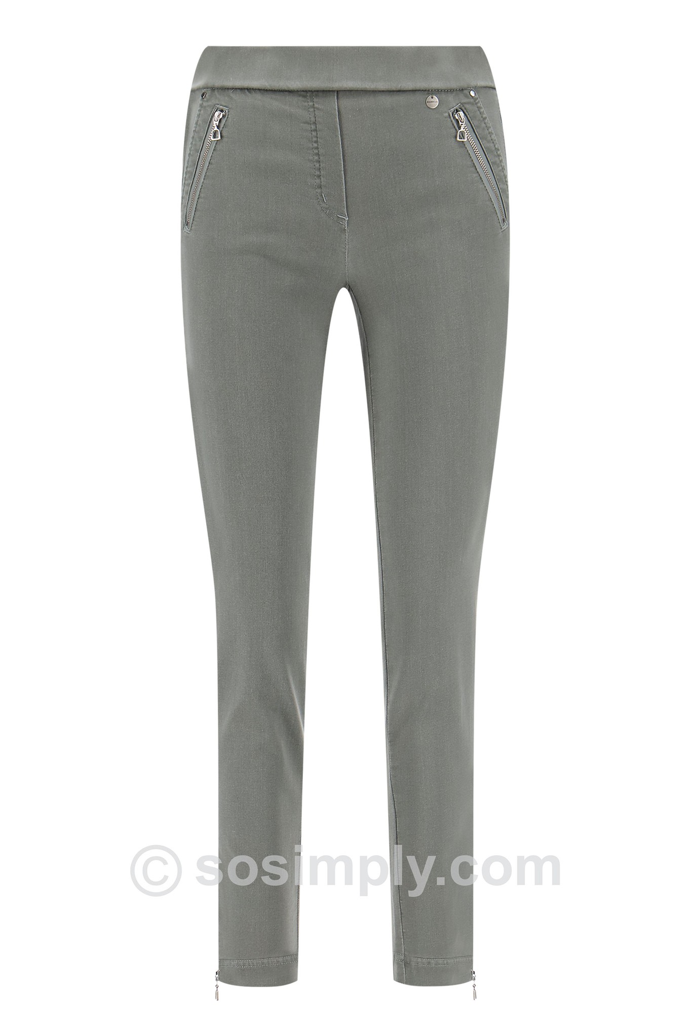 Robell Nena 09 Power Stretch 7/8 Denim Jean Olive Green 85