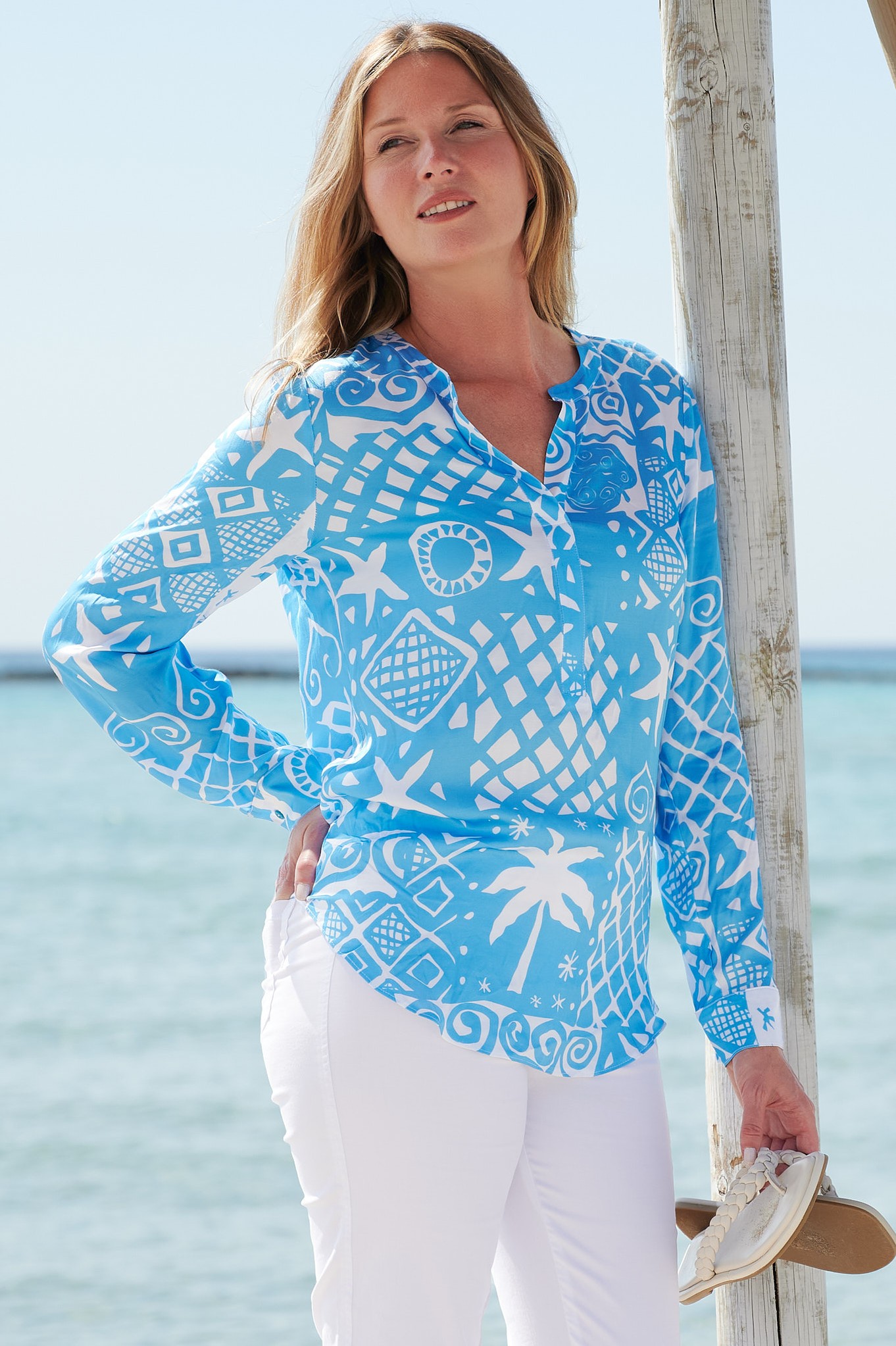 Robell ROB Seychelles Hannah Top Blue Pattern 60