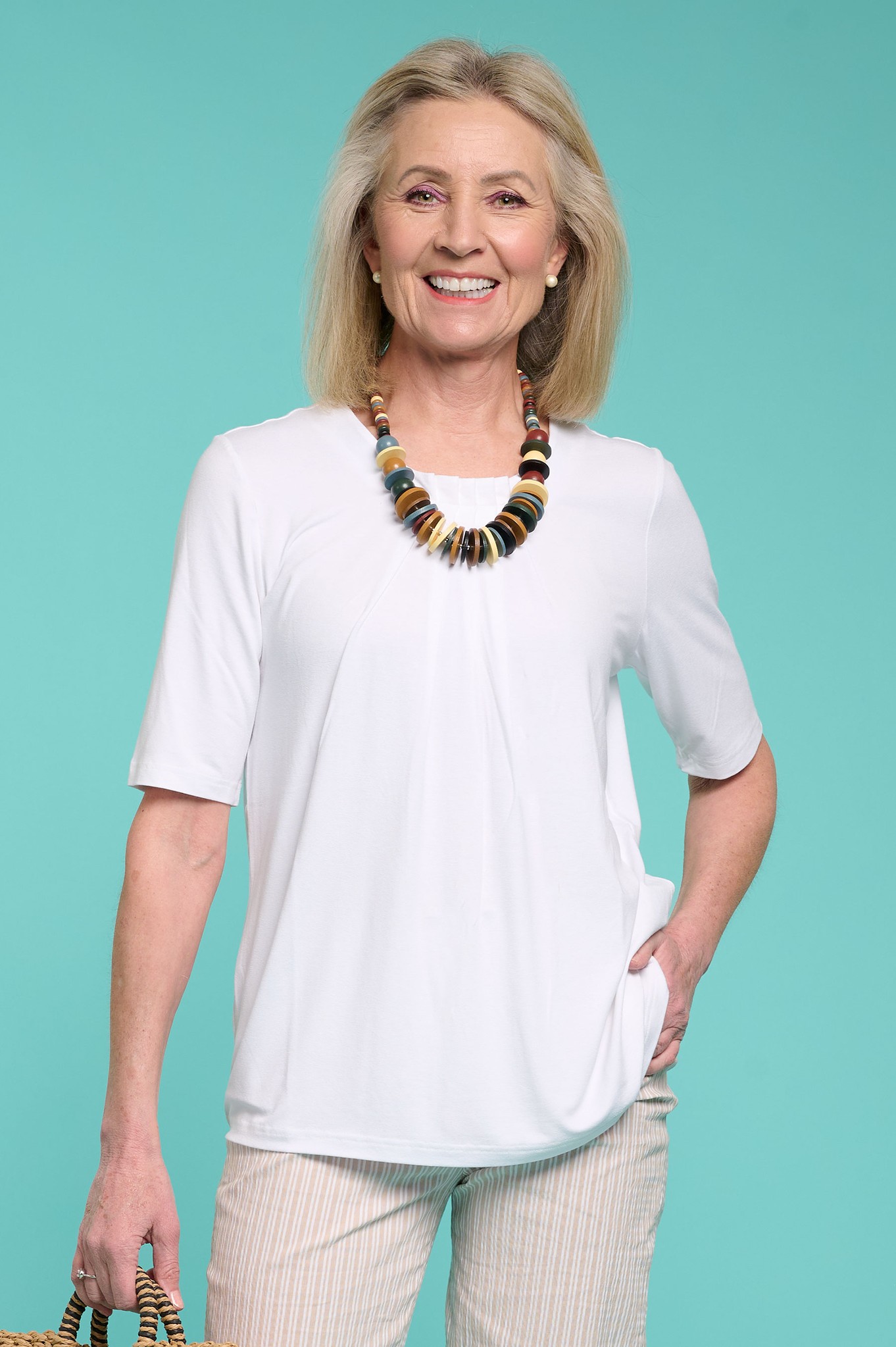 Sunday Norma Pintuck T Shirt White 10