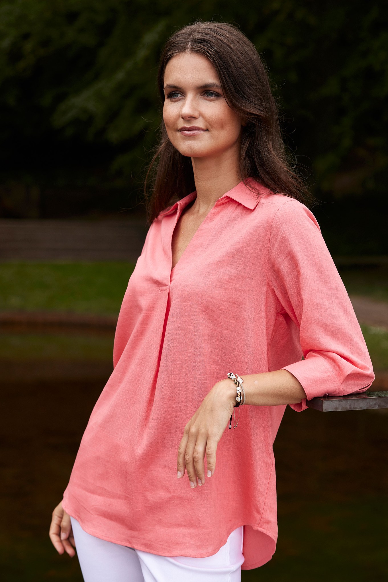 Sunday Palmira Linen Tunic Top Shell Pink 560