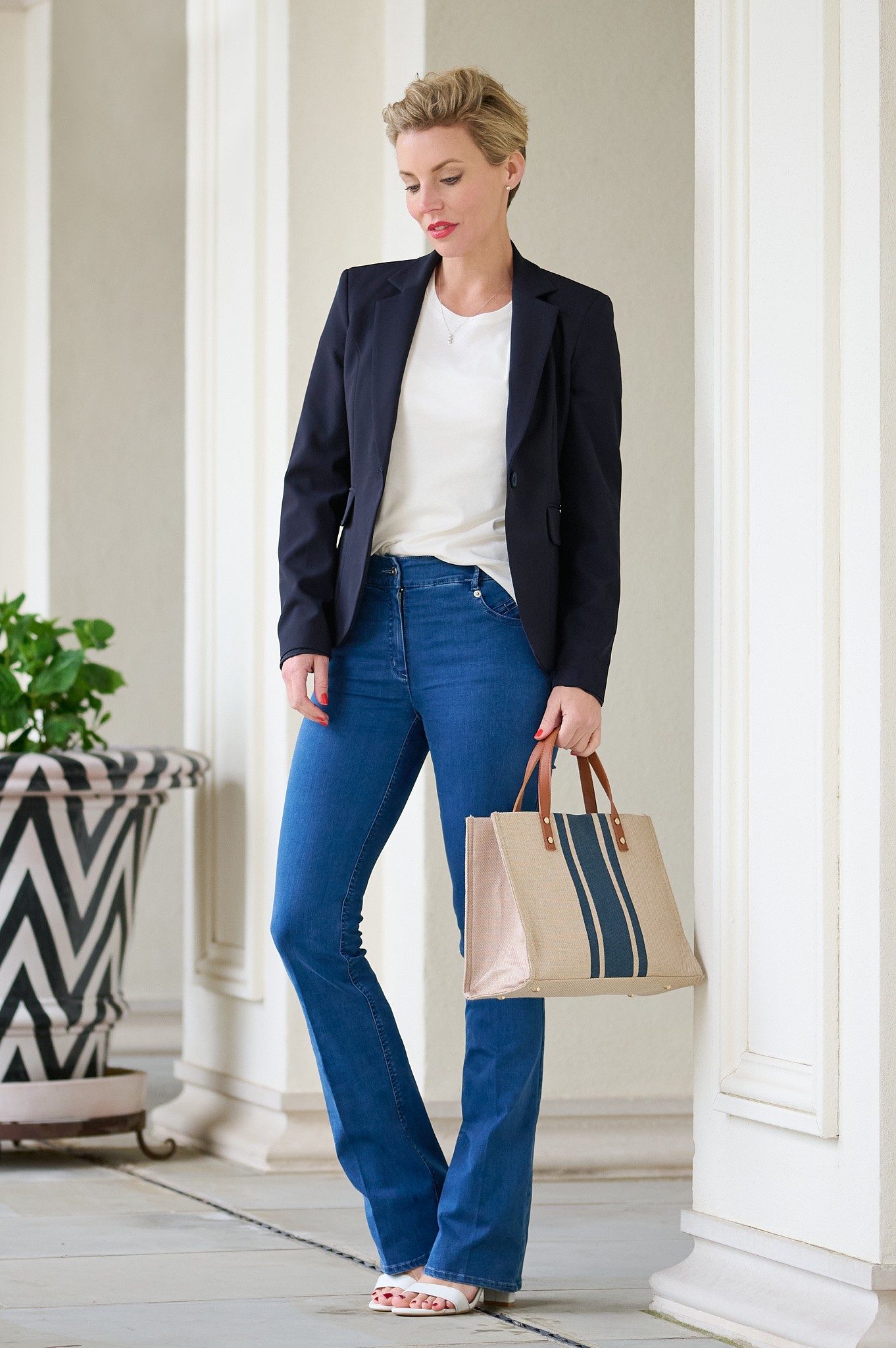 Robell Alex Tailored Single Breasted Blazer Navy 69