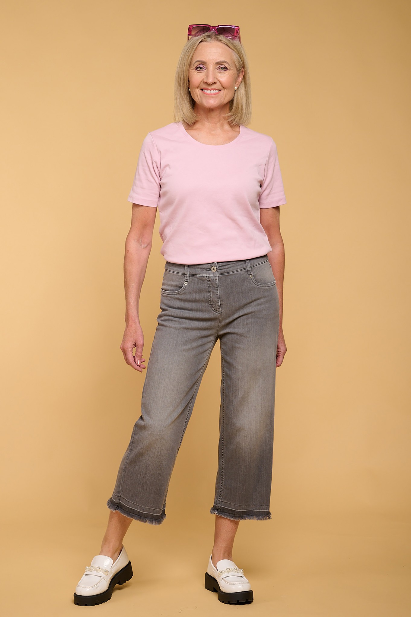 Robell Helle Crop Denim Culottes Dark Grey 95