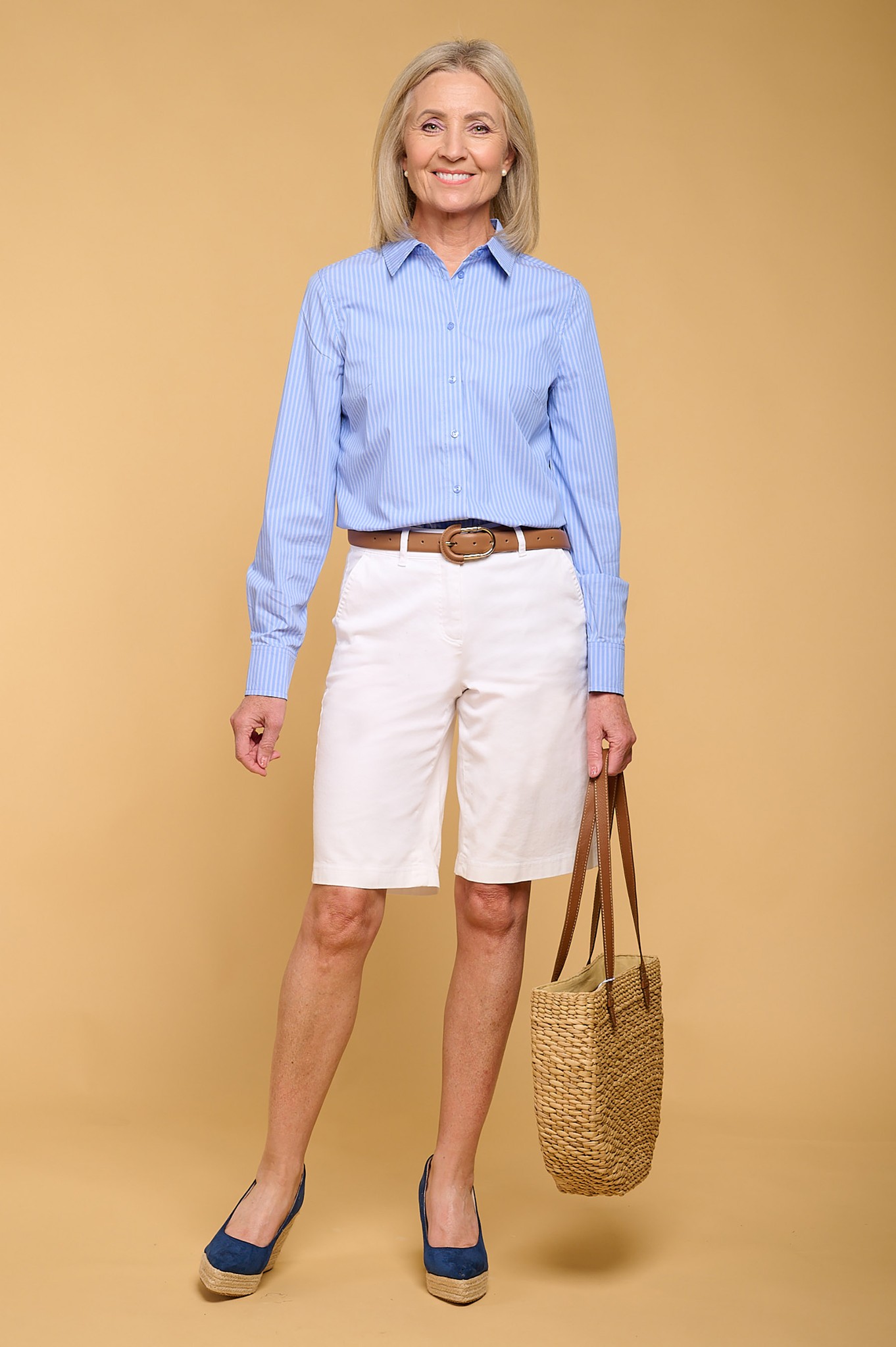 Robell Megan 04 Cotton Shorts White 10