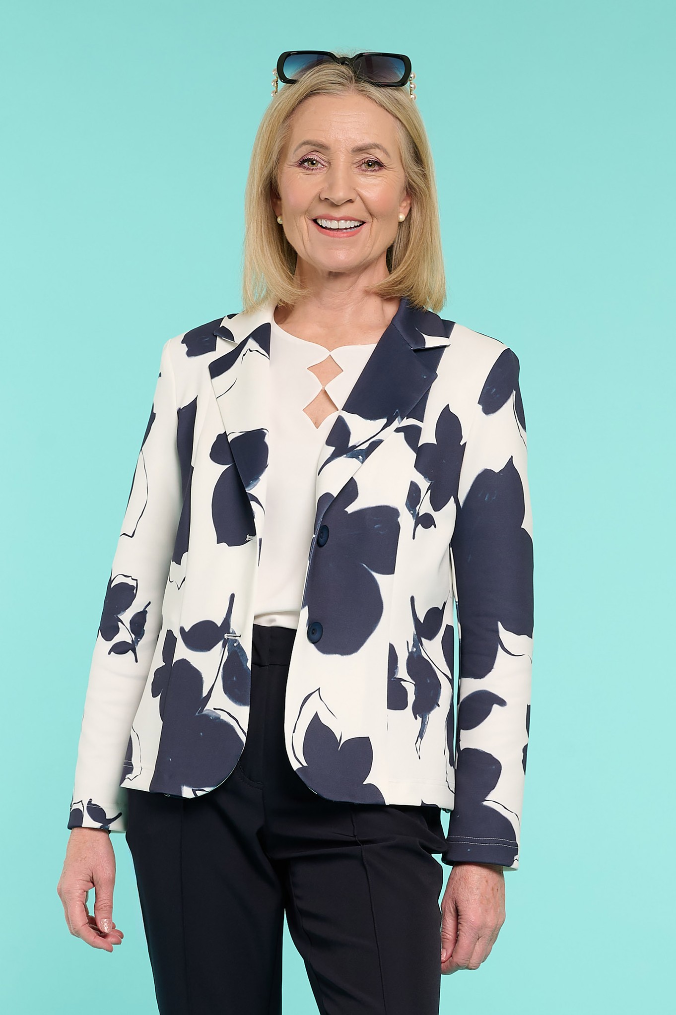 Habella Eline Abstract Blazer Jacket Navy 69