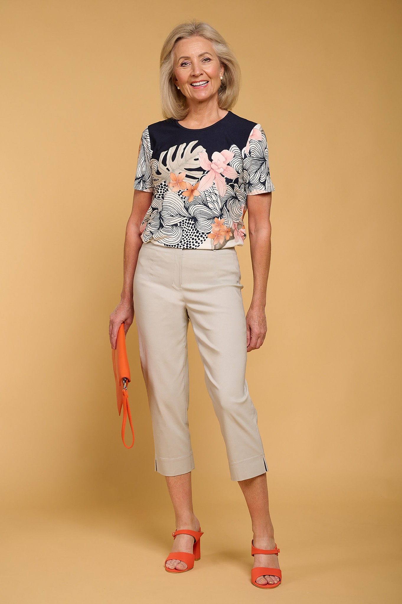 Robell Marie 07 Crop Trouser Stone Grey 92