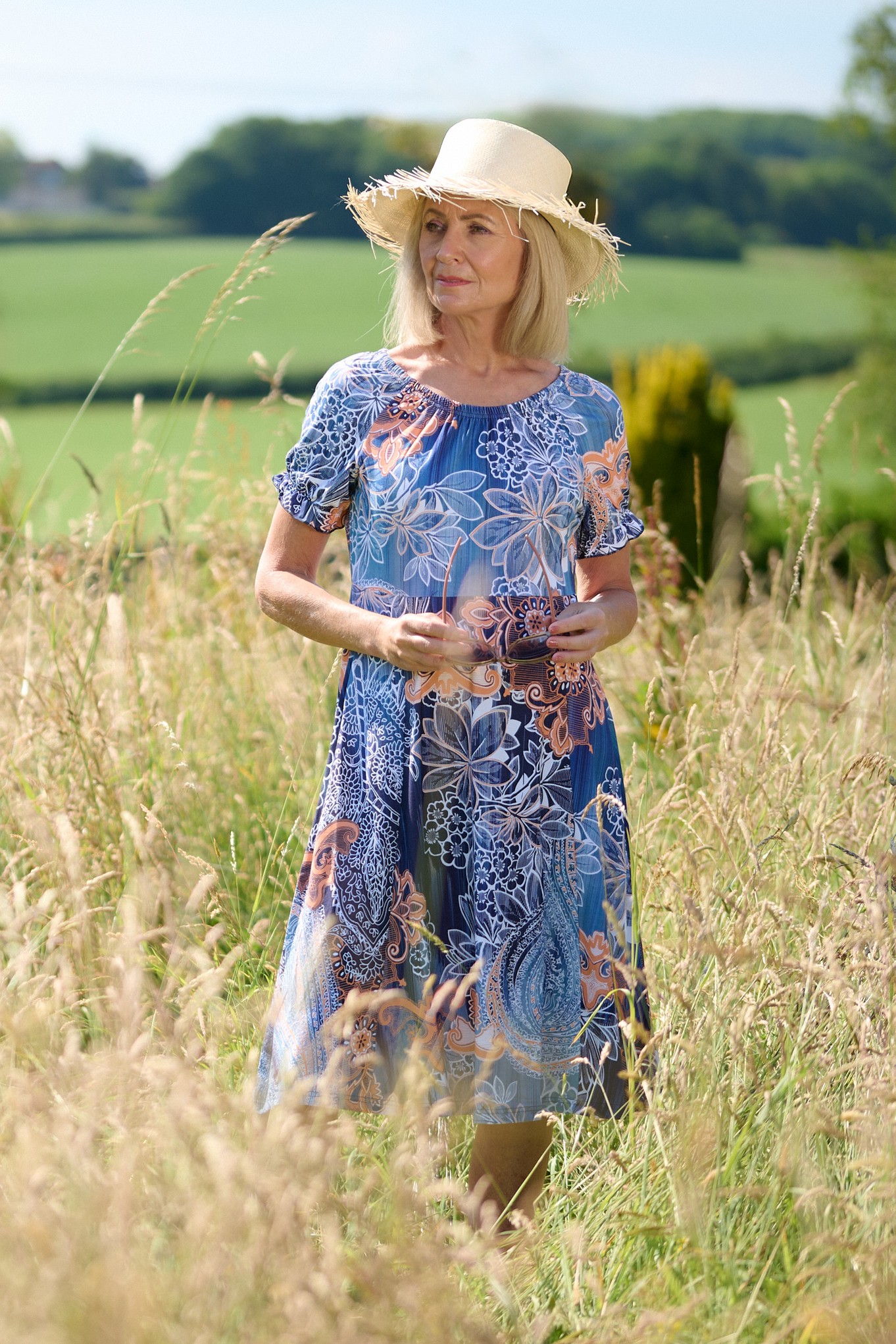 Sunday Helmy Paisley Dress Blue Paisley Pattern 67