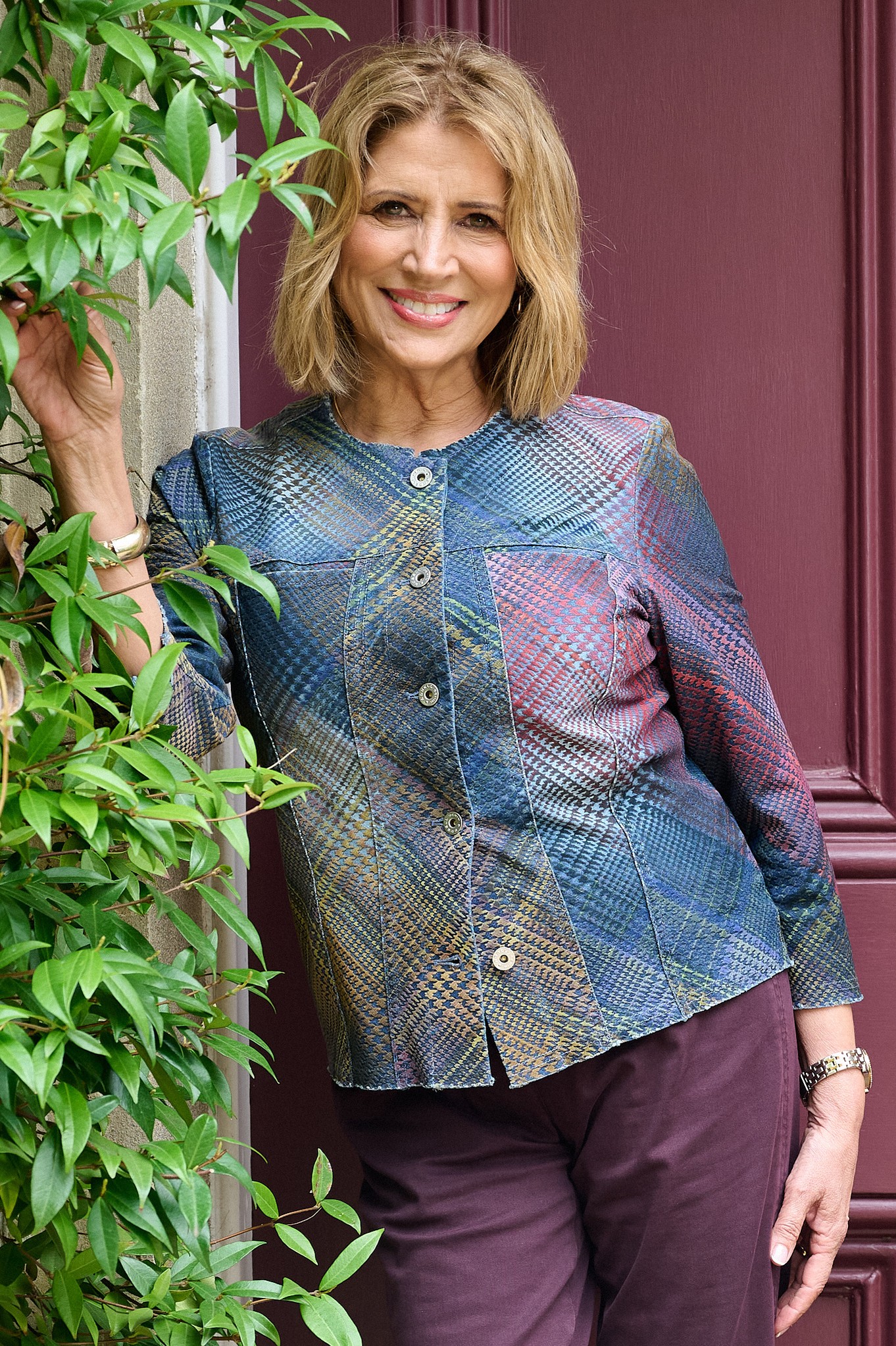 Robell Josy Cross Hatch Denim Jacket Navy Denim Mix 90069