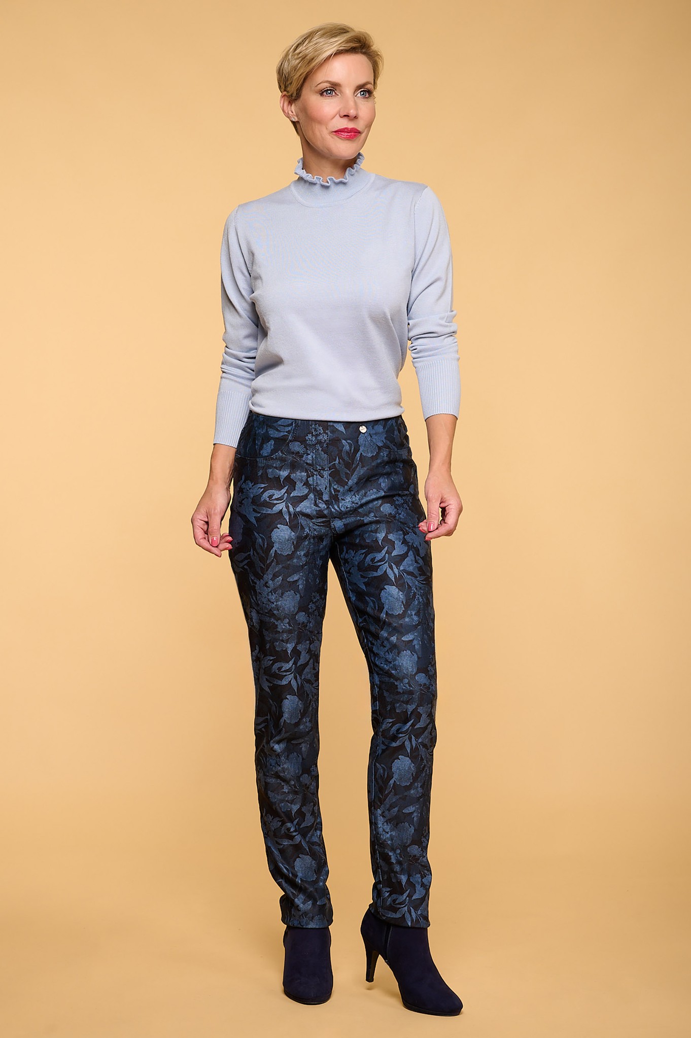 Robell Bella Floral Vintage Denim Jean Navy 69