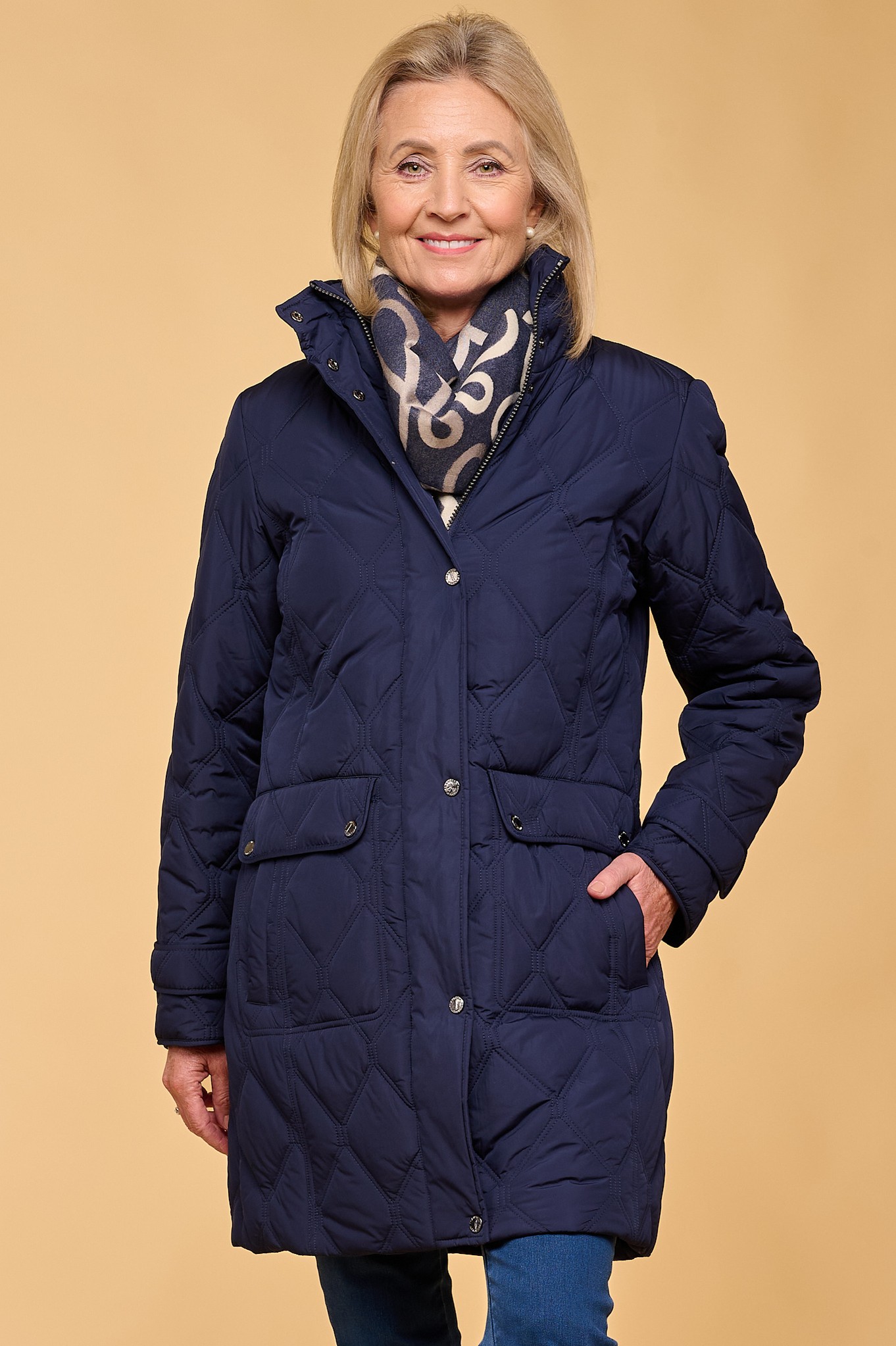 Frandsen Lucillia Diamond Quilted Jacket Indigo Blue 67