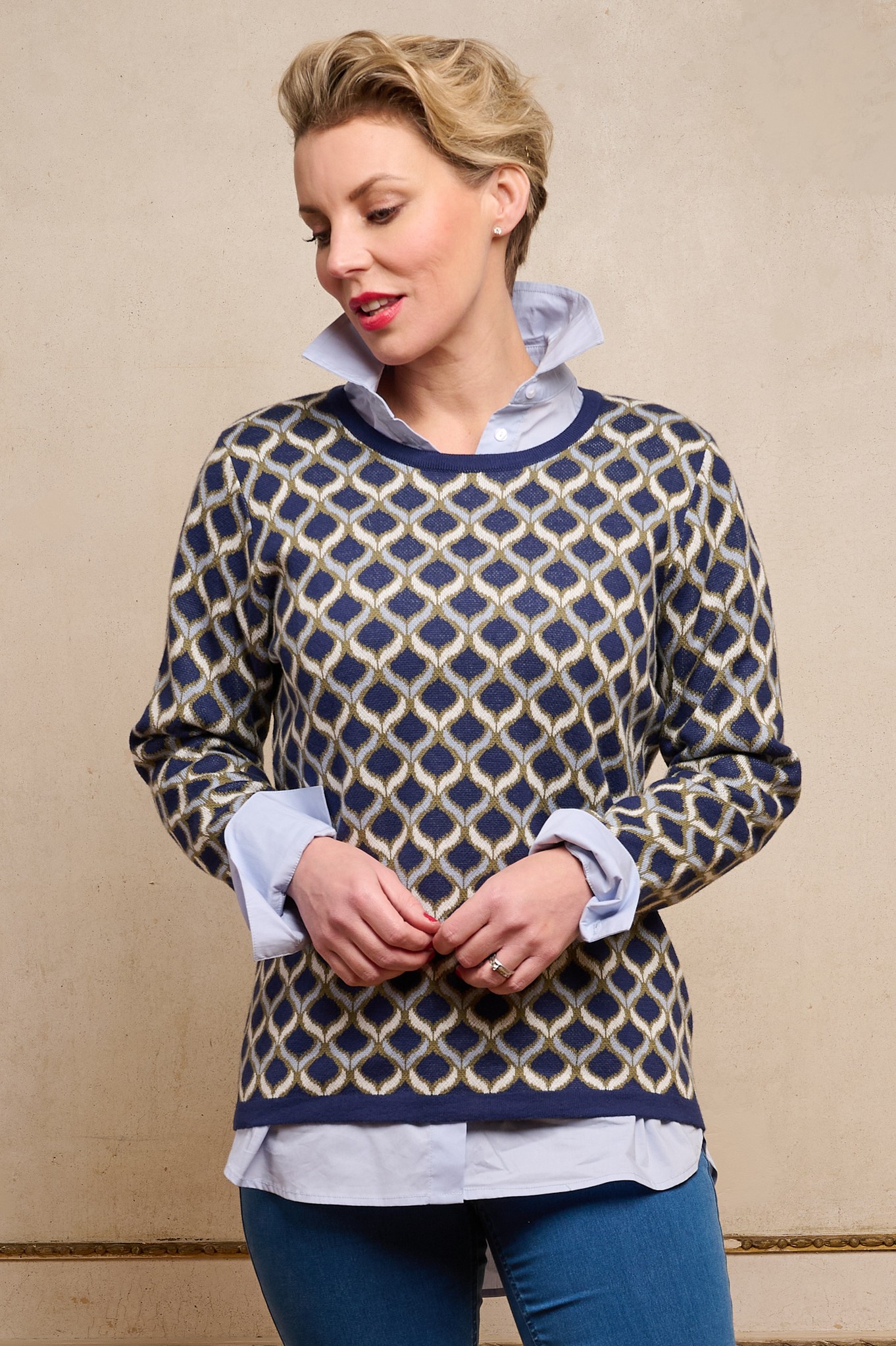 Sunday Clarissa Abstract Jumper Midnight Blue 671