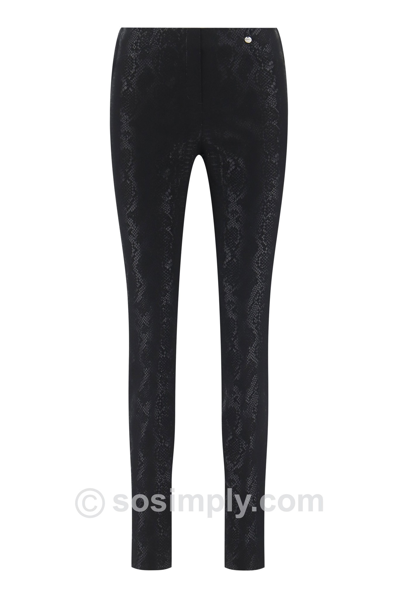 Robell Rose Faux Snakeskin Trouser Black 90