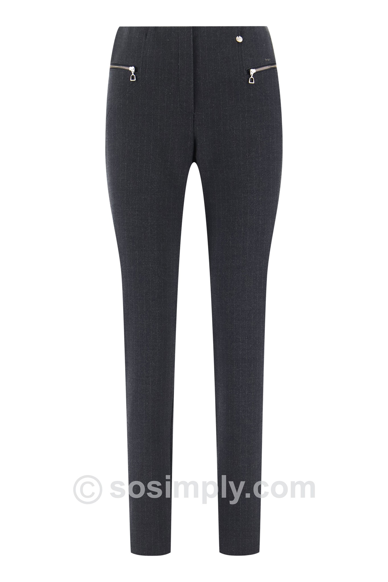 Robell Mimi Luxe Pinstripe Trouser Graphite Grey 96